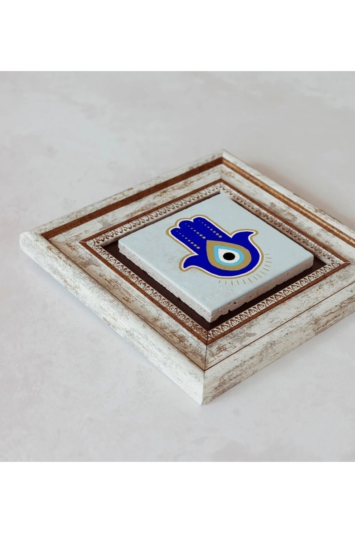 Fatma Ana Eli Çerçeveli Taş Tablo , Çerçeveli Taş Duvar Dekoru 20 cm