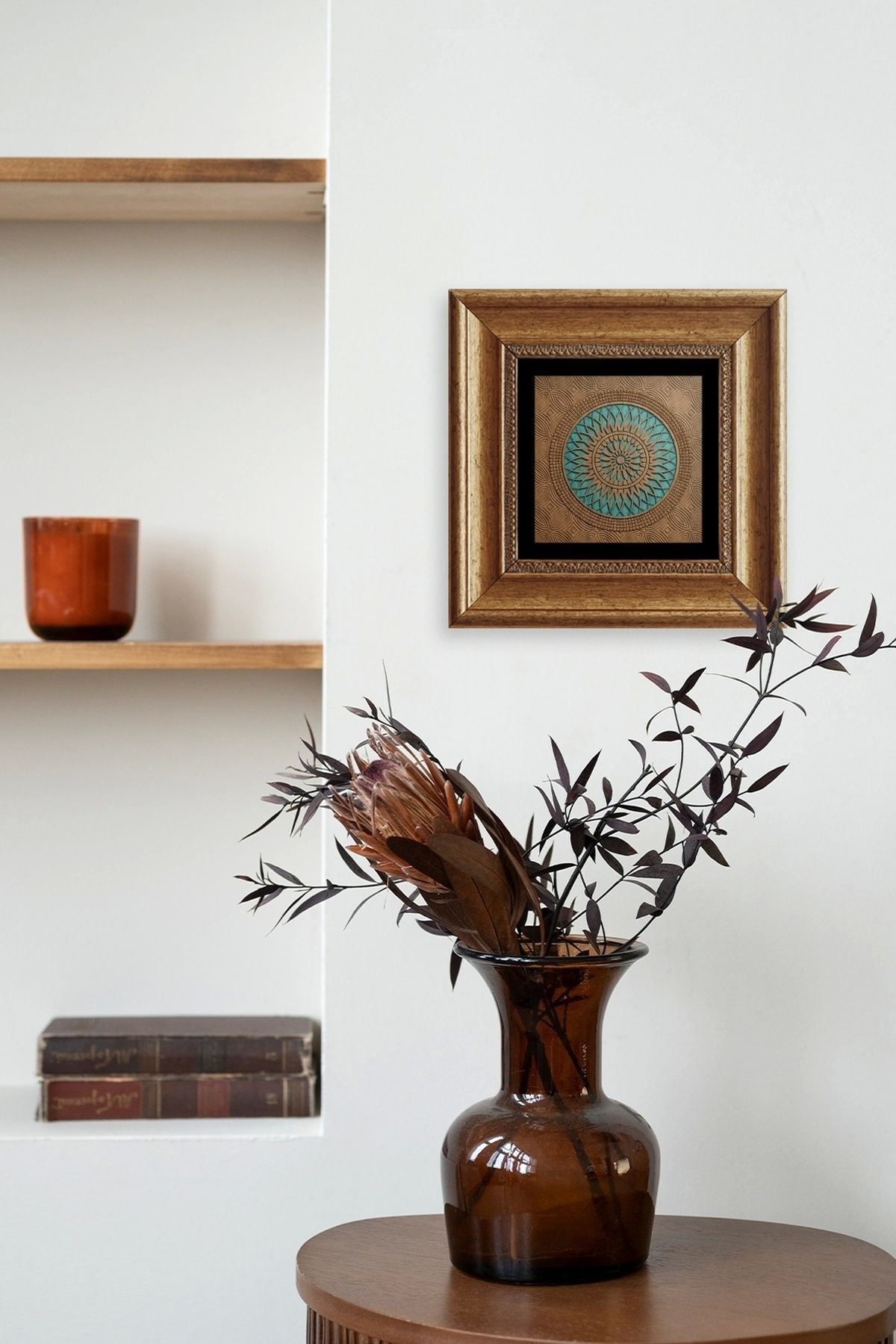 Motif Çerçeveli Taş Tablo 20 cm