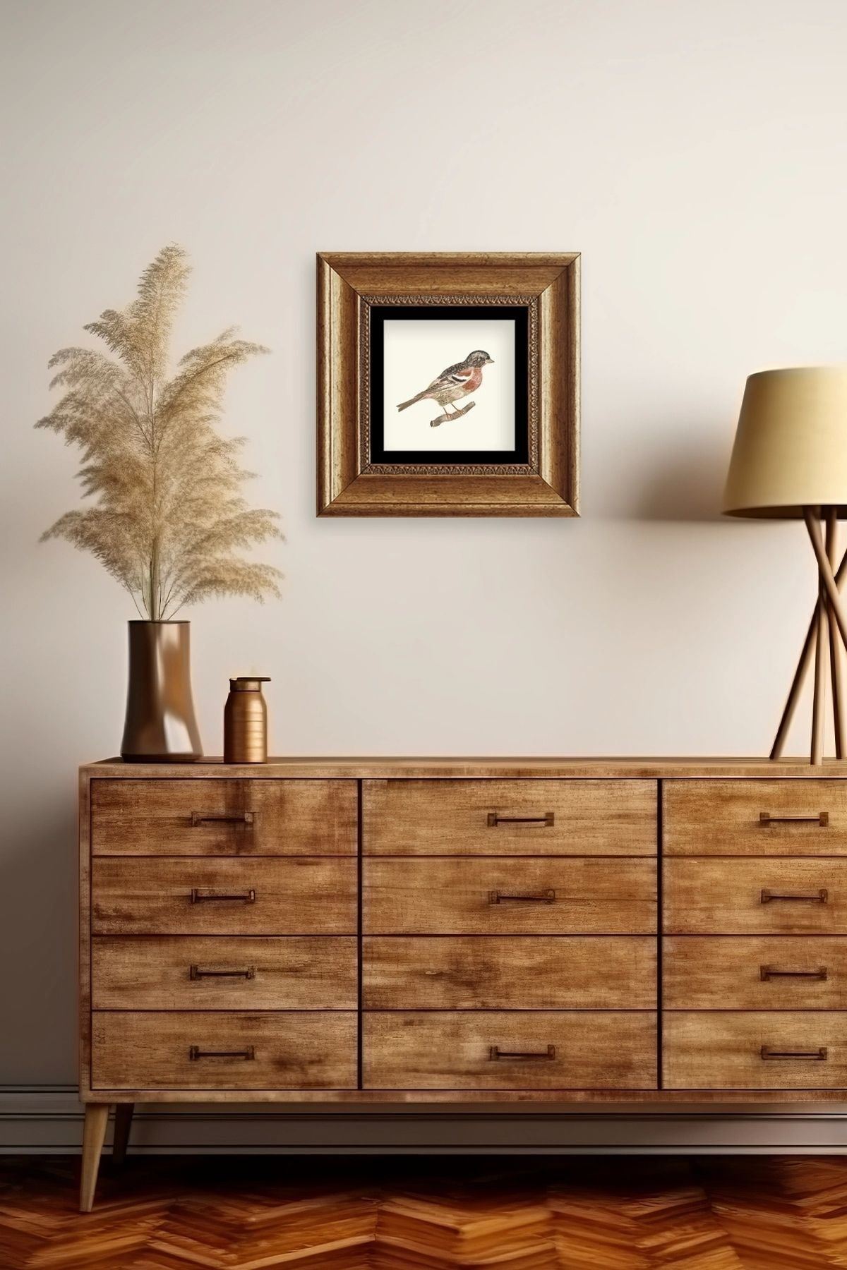 Kuş Çerçeveli Taş Tablo 20 cm