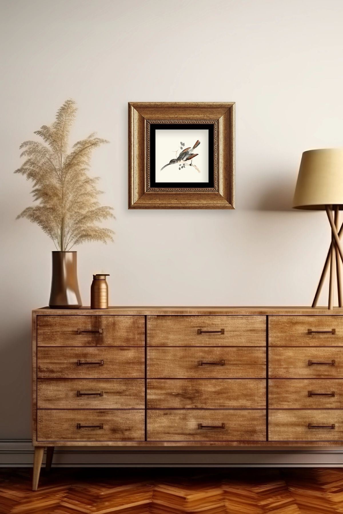 Uzun Gaga Çerçeveli Taş Tablo 20 cm