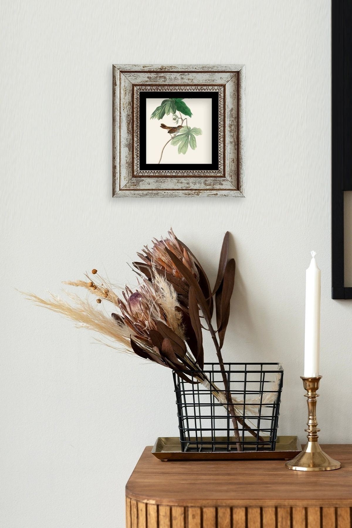 Yapraklar Çerçeveli Taş Tablo 20 cm