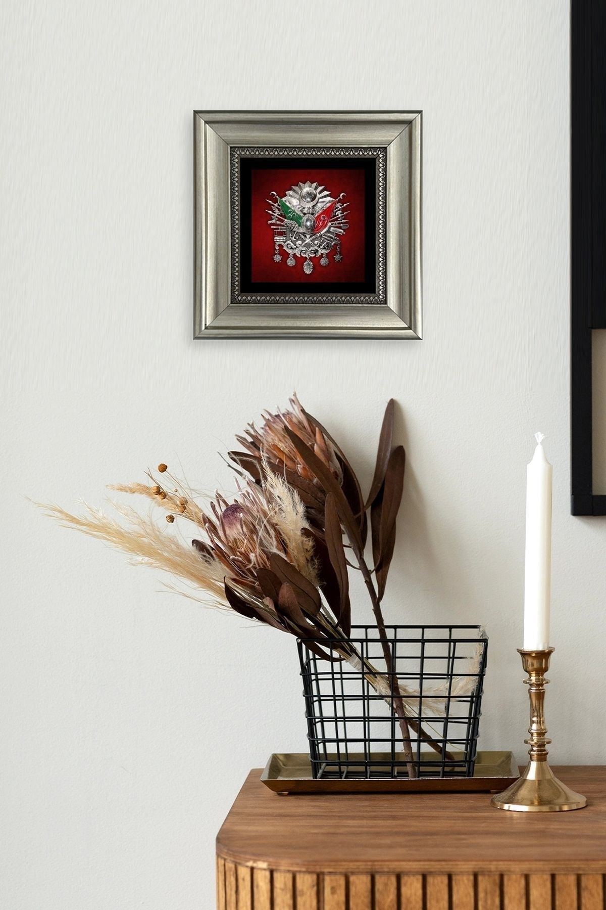 Osmanlı Tuğrası Çerçeveli Taş Tablo 20 cm