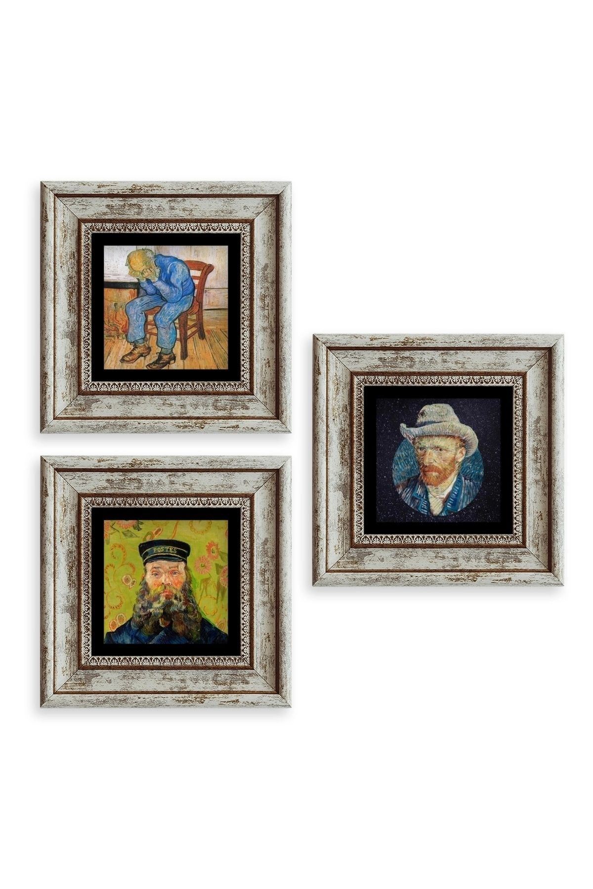 Van Gogh 3 lü Set Çerçeveli Taş Tablo 20 cm