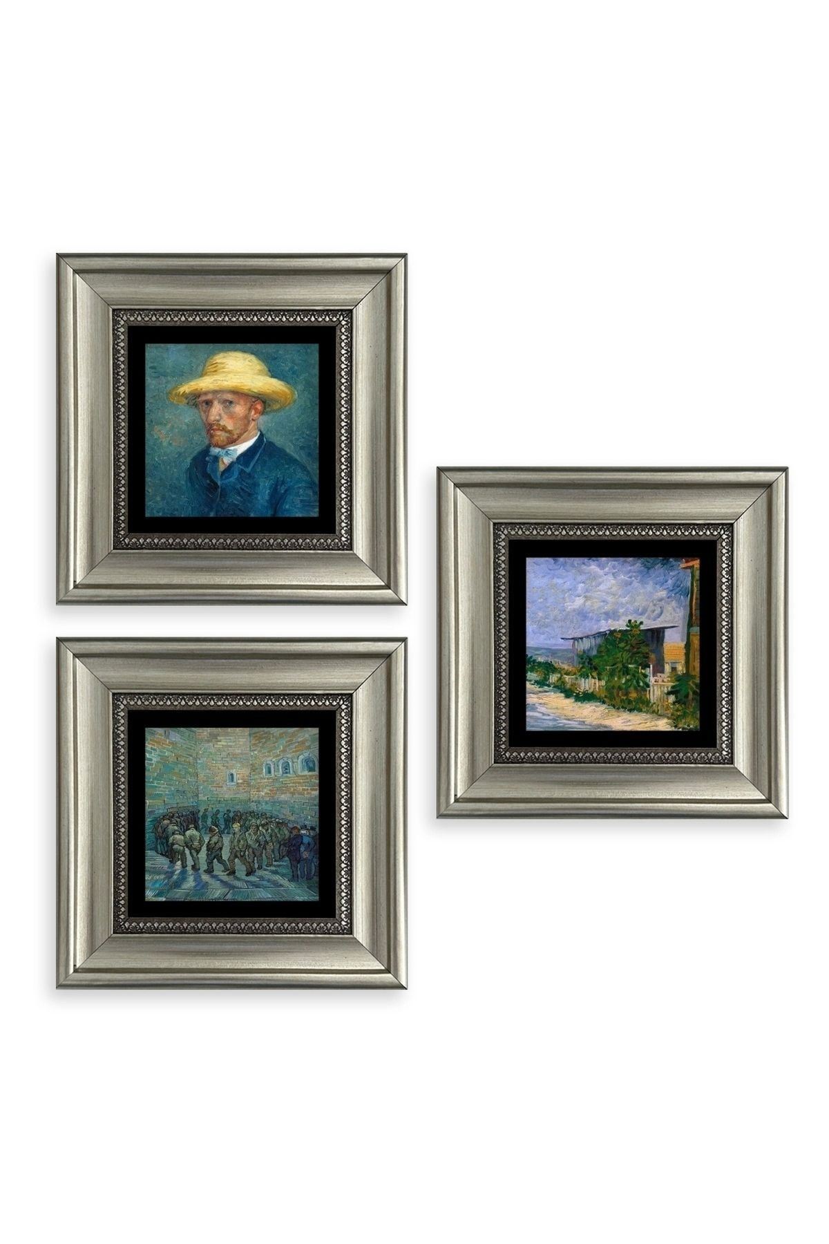 Van Gogh 3 lü Set Çerçeveli Taş Tablo 20 cm