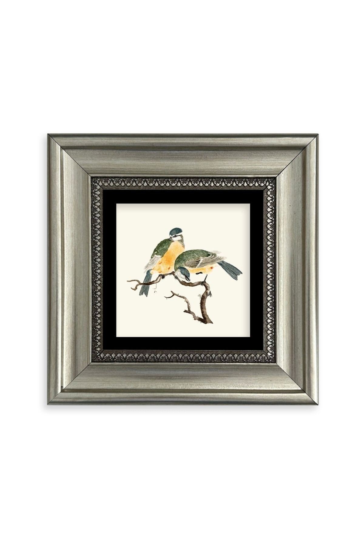 Dalda İki Kuş Çerçeveli Taş Tablo 20 cm