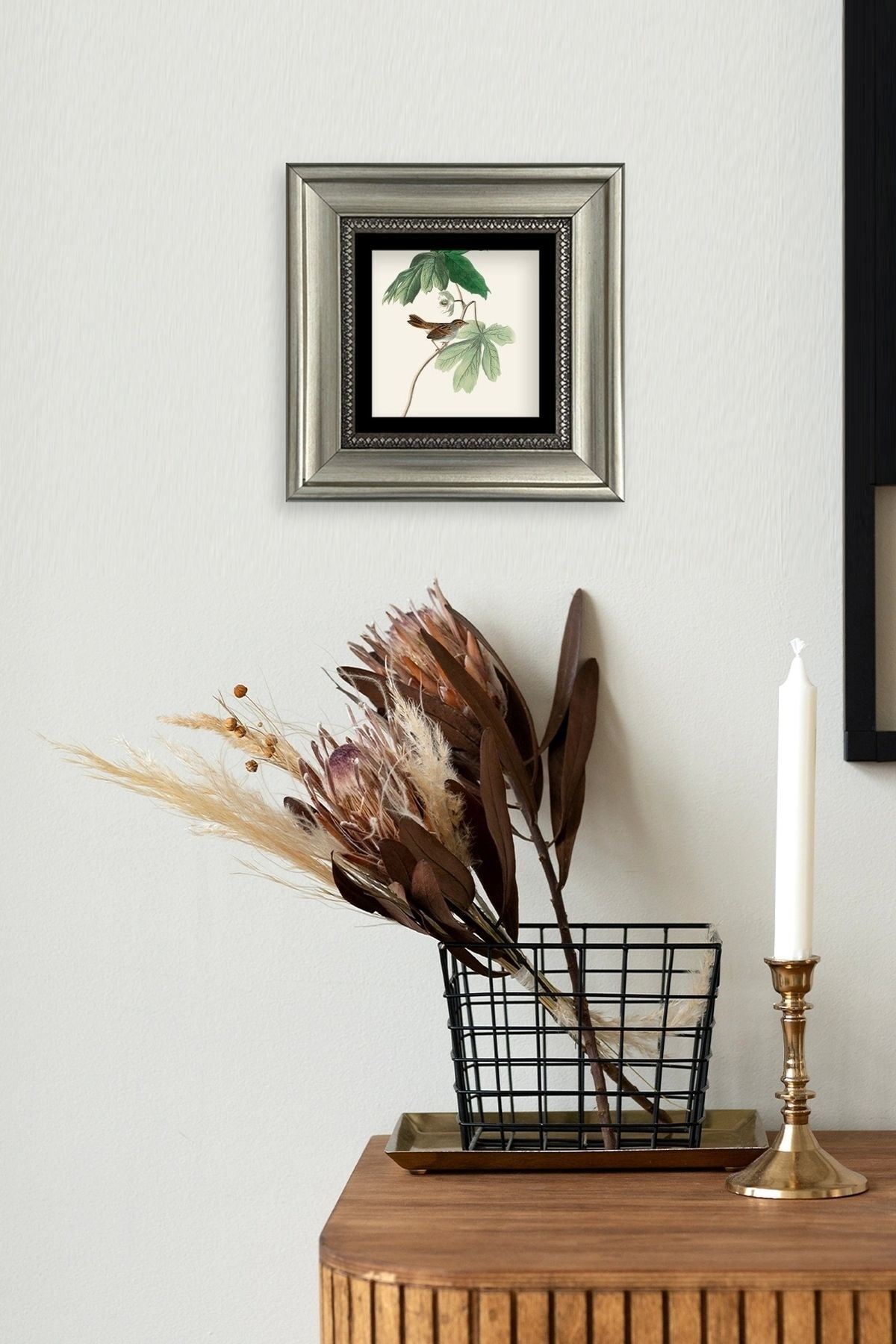 Yapraklar Çerçeveli Taş Tablo 20 cm