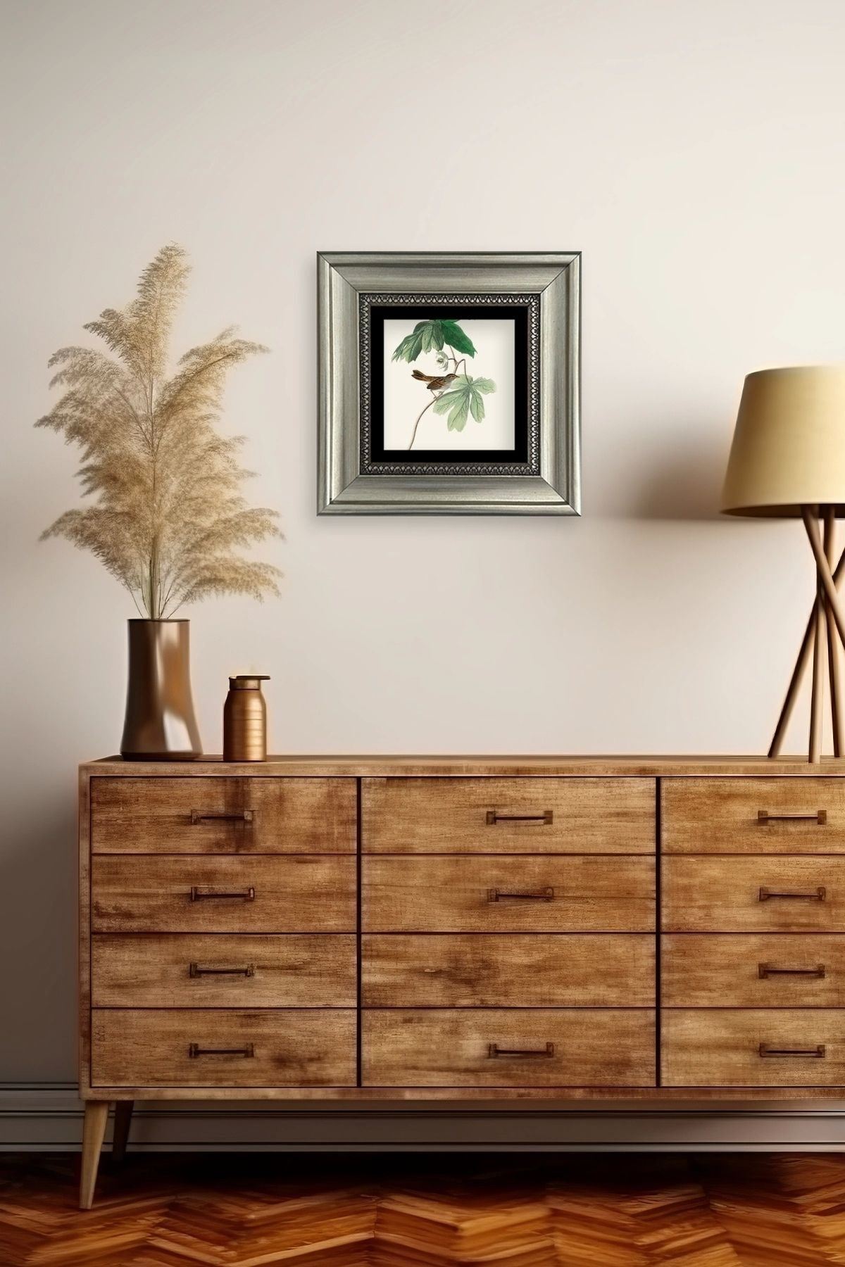 Yapraklar Çerçeveli Taş Tablo 20 cm