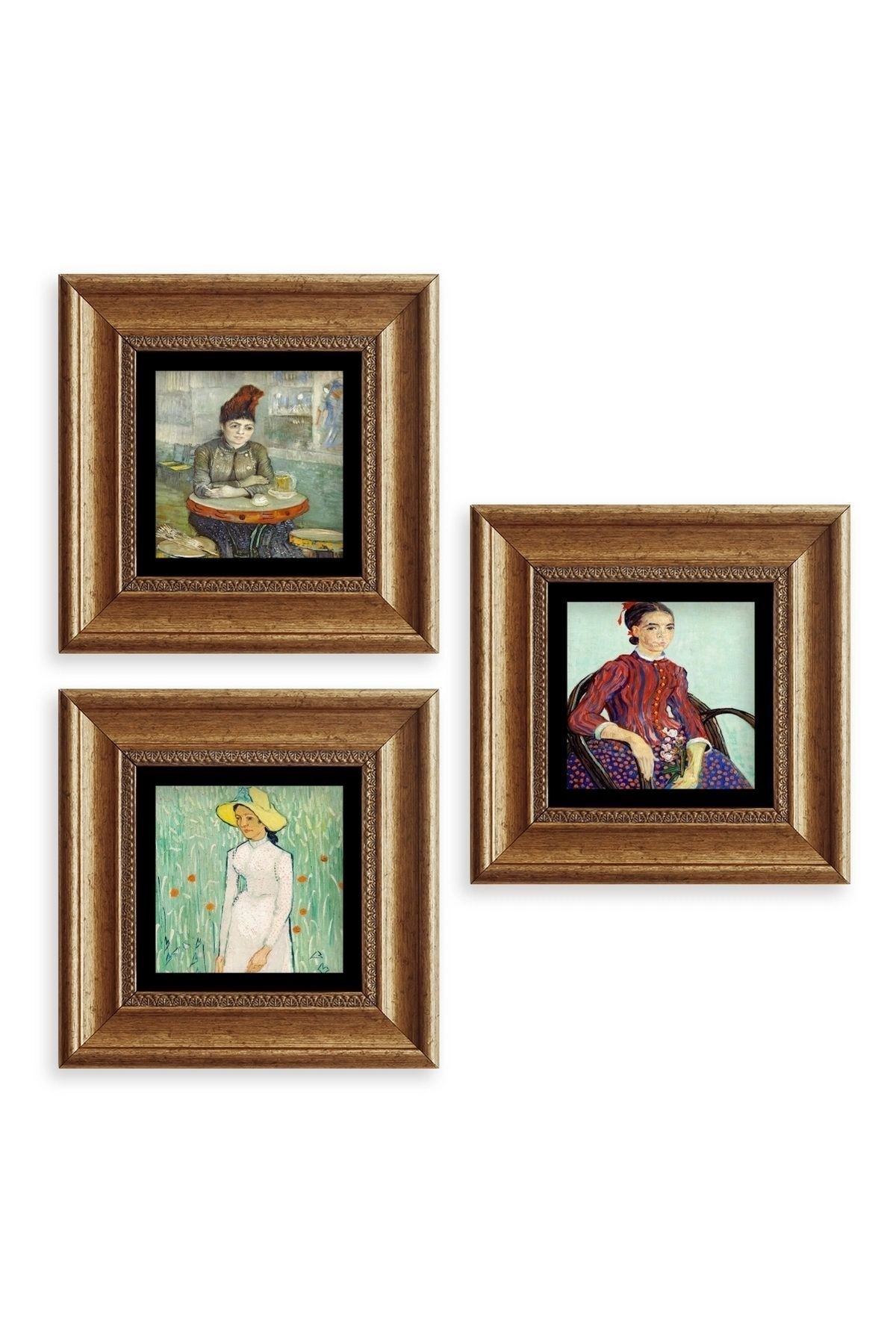 Kadınlar 3 lü Set Çerçeveli Taş Tablo 20 cm