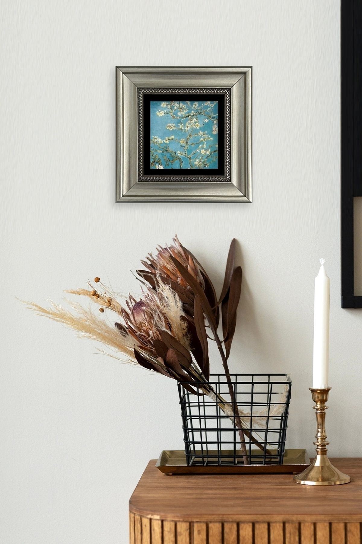 Bahar Çiçekleri Çerçeveli Taş Tablo 20 cm