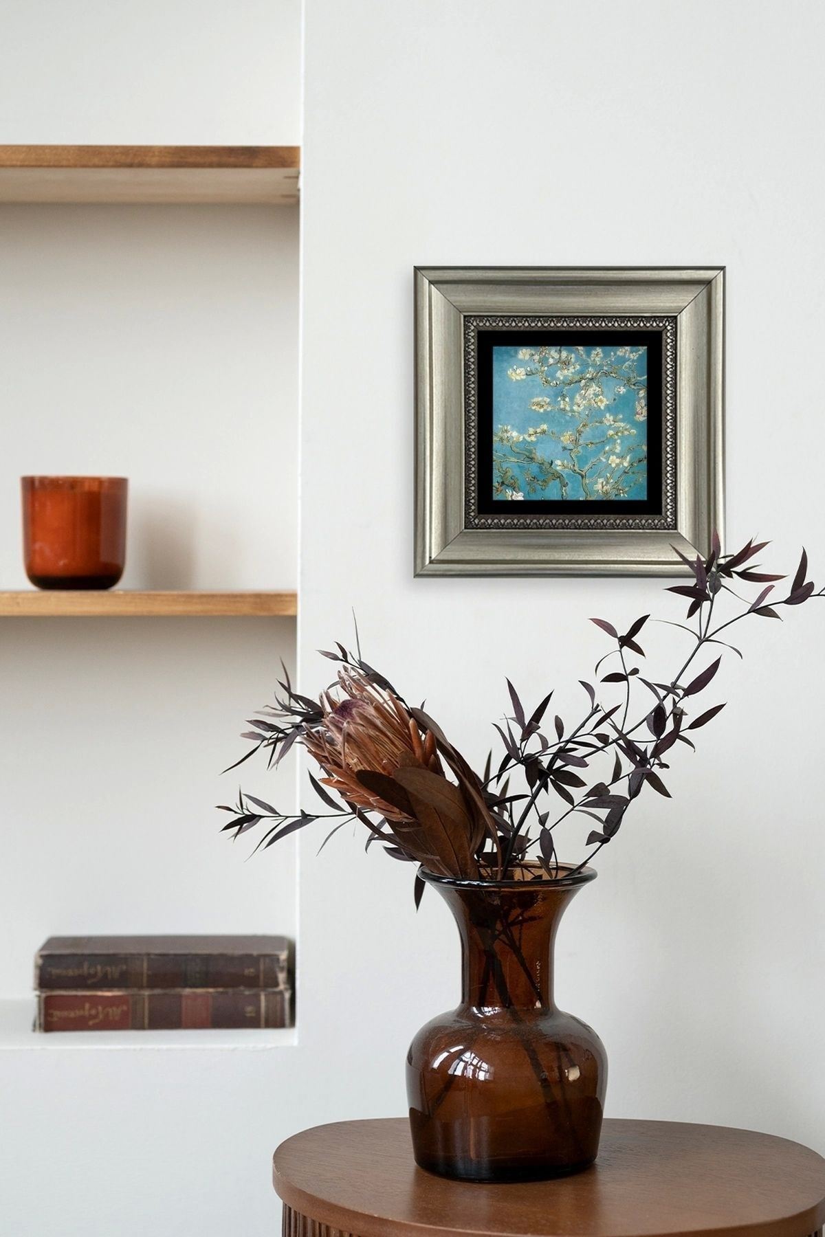 Bahar Çiçekleri Çerçeveli Taş Tablo 20 cm