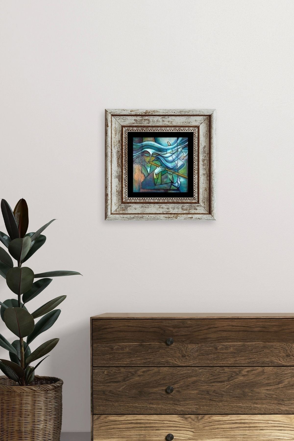 Soyut Çerçeveli Taş Tablo 20 cm