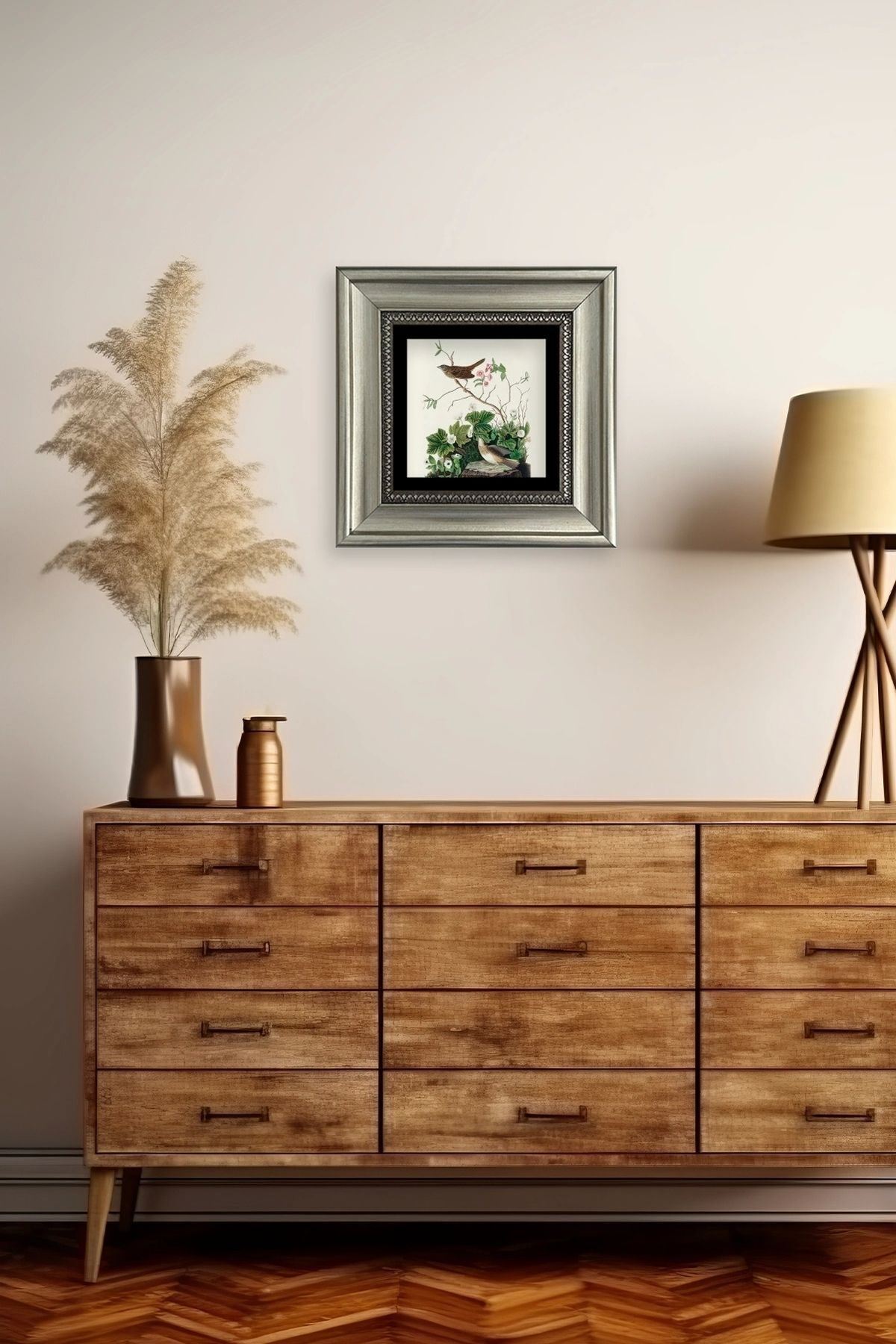 Kuşlar Çerçeveli Taş Tablo 20 cm