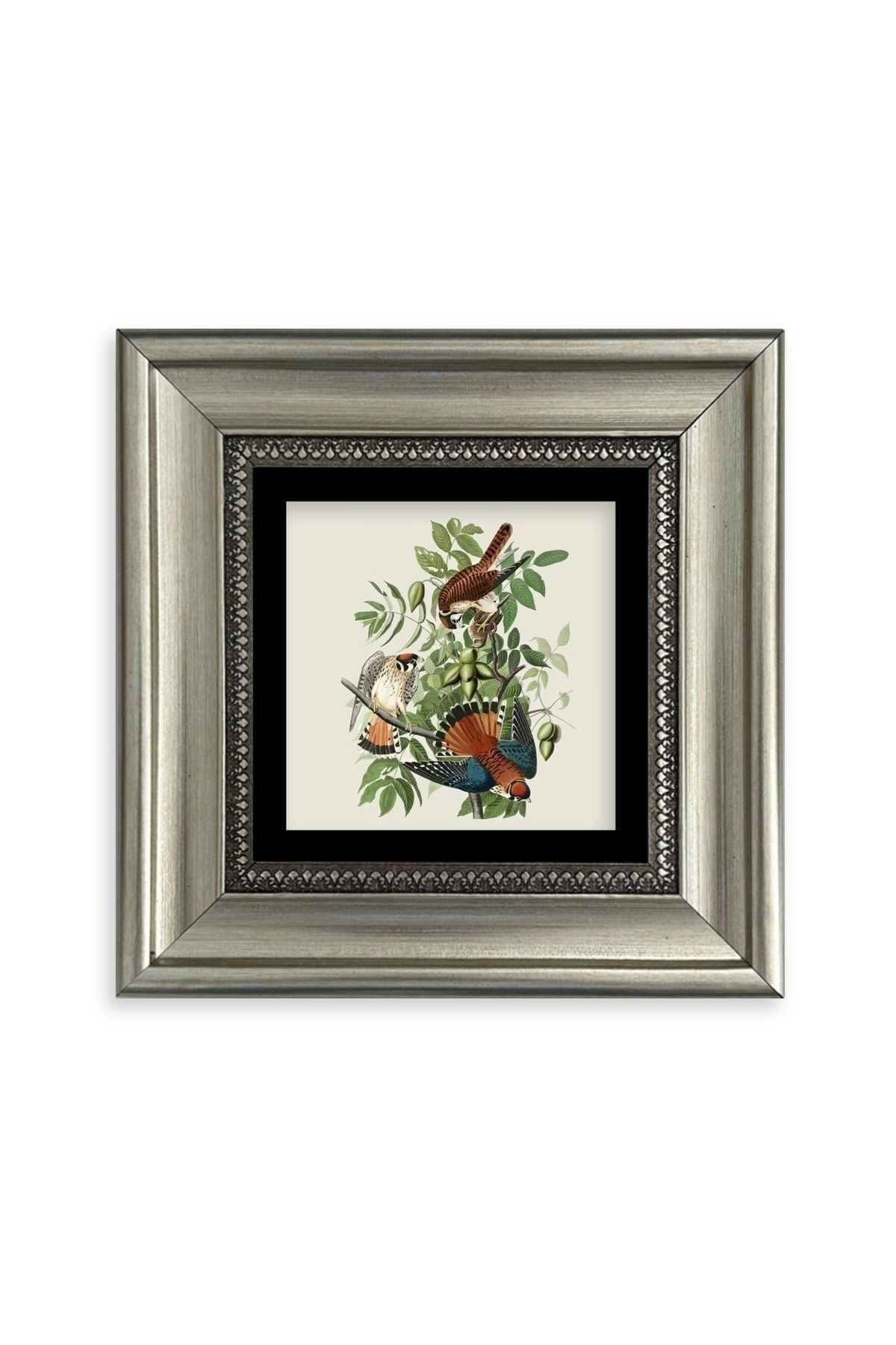 Kuş ve Yapraklar Çerçeveli Taş Tablo 20 cm
