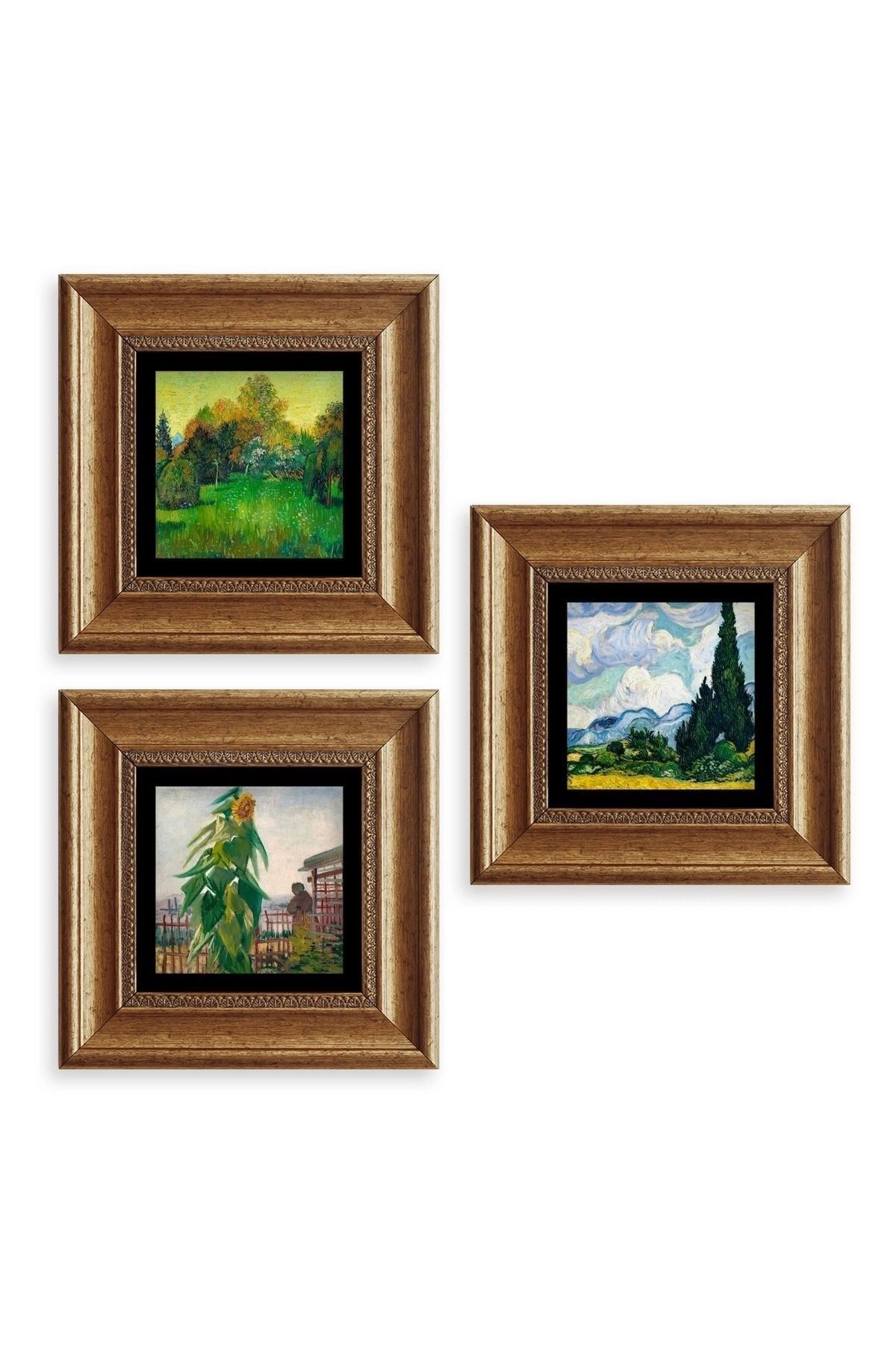 Doğa 3 lü Set Çerçeveli Taş Tablo 20 cm