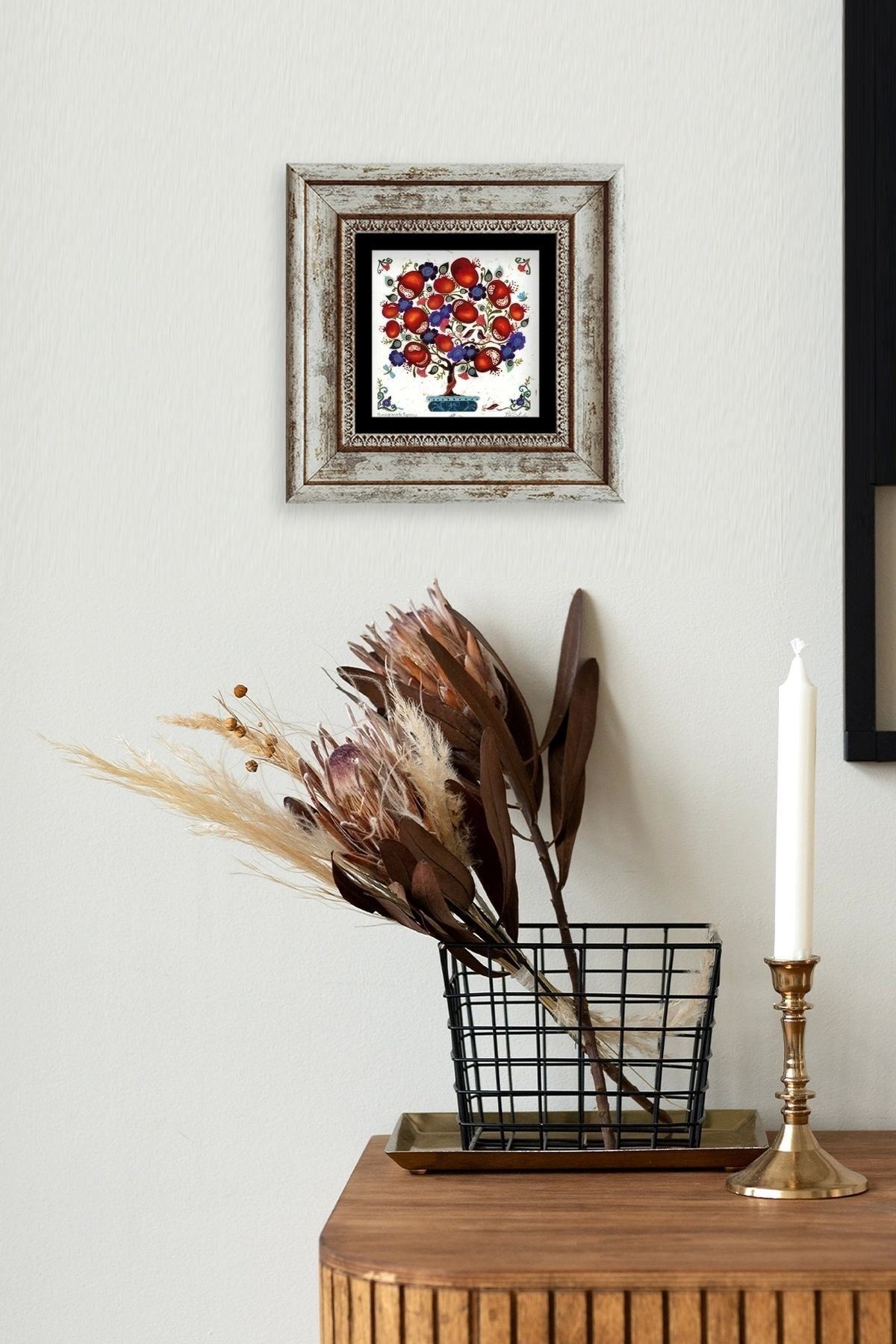 Bereket Ağacı Çerçeveli Taş Tablo 20 cm