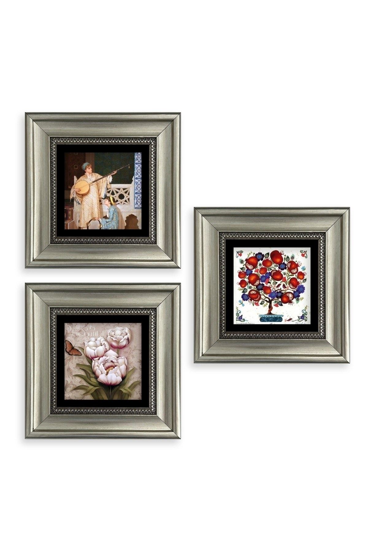 Mistik 3 lü Set Çerçeveli Taş Tablo 20 cm