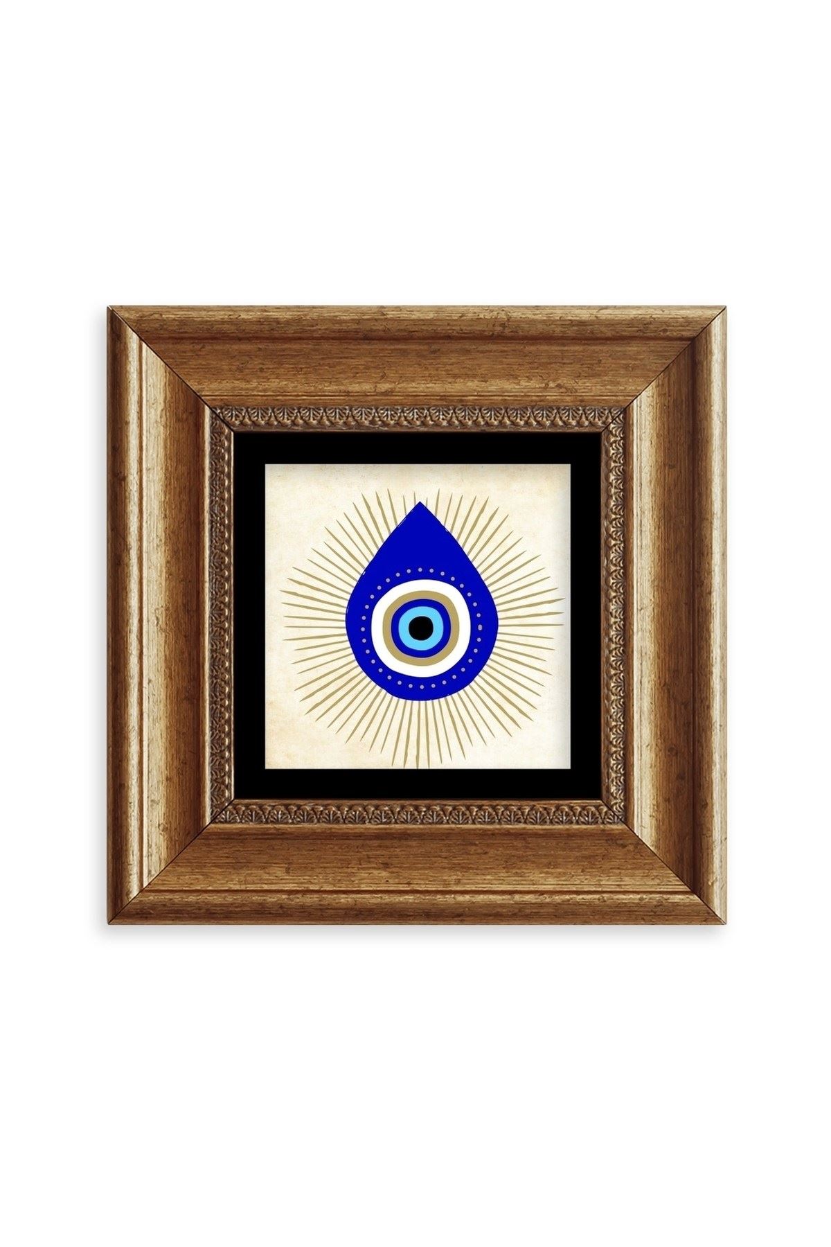 Nazar Boncuğu Çerçeveli Taş Tablo 20 cm