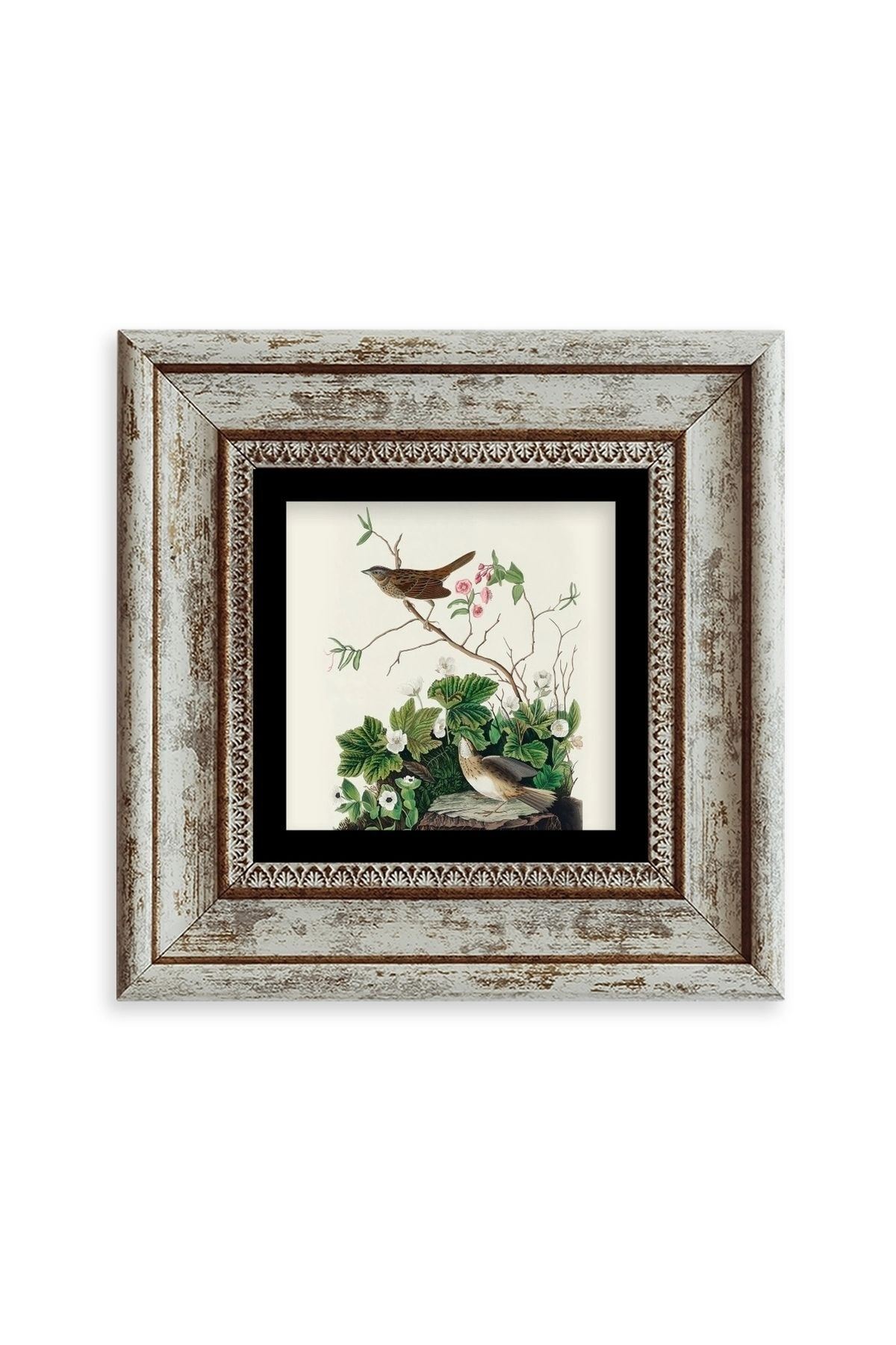 Kuşlar Çerçeveli Taş Tablo 20 cm