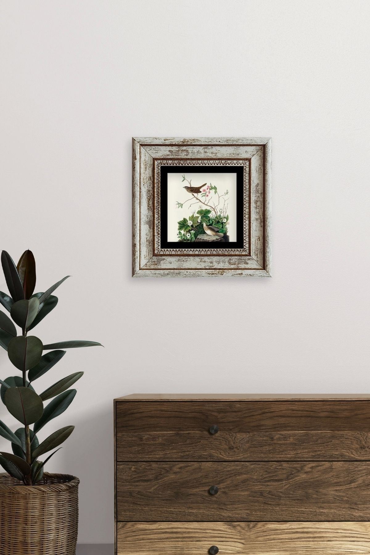 Kuşlar Çerçeveli Taş Tablo 20 cm