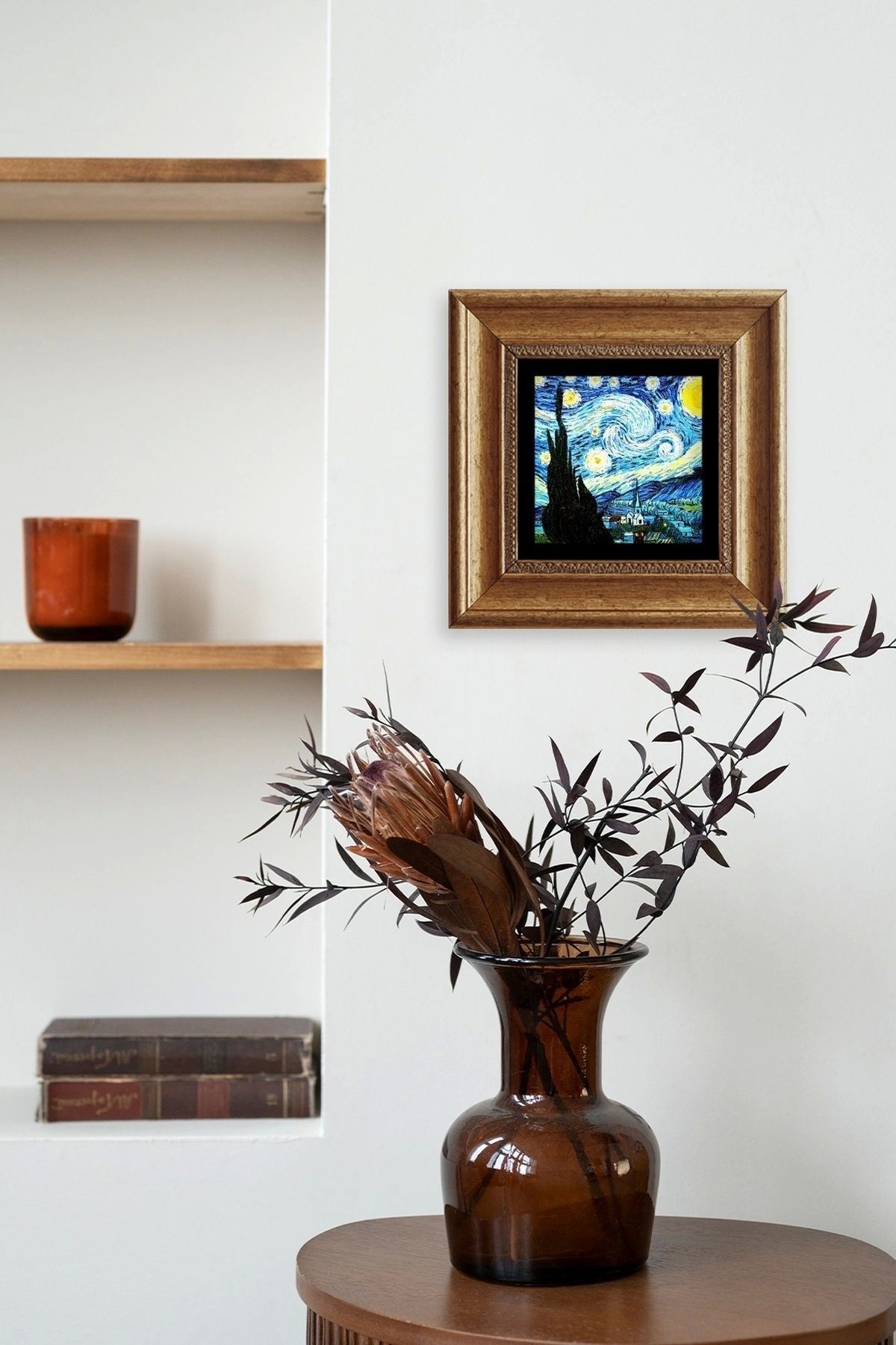 Van Gogh Çerçeveli Taş Tablo 20 cm