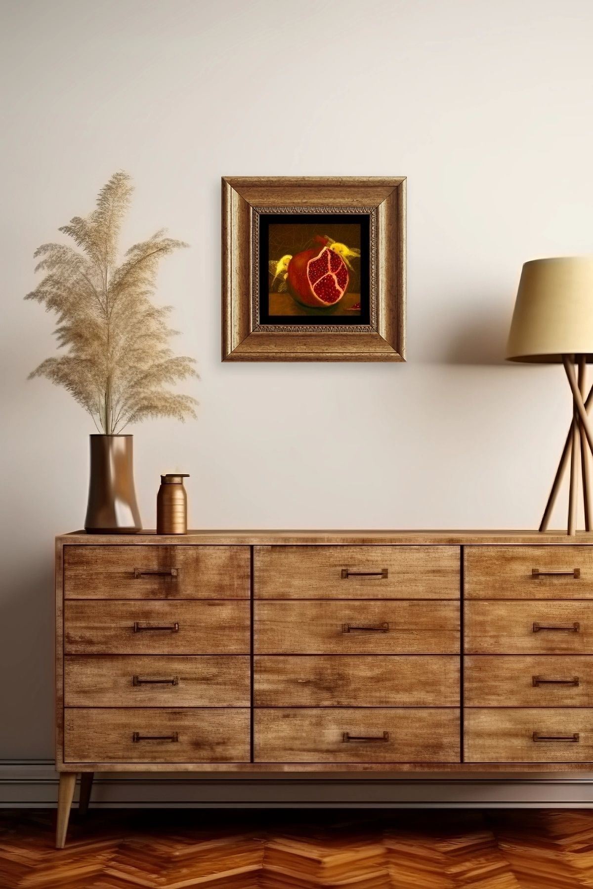 Nar Çerçeveli Taş Tablo 20 cm