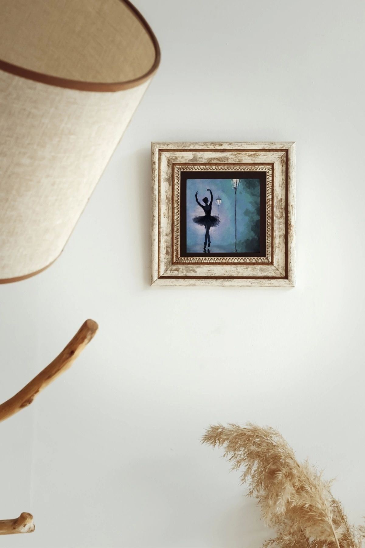 Balerin Kız Çerçeveli Taş Tablo , Çerçeveli Taş Duvar Dekoru-enkcrcvtbl-00114 20 cm