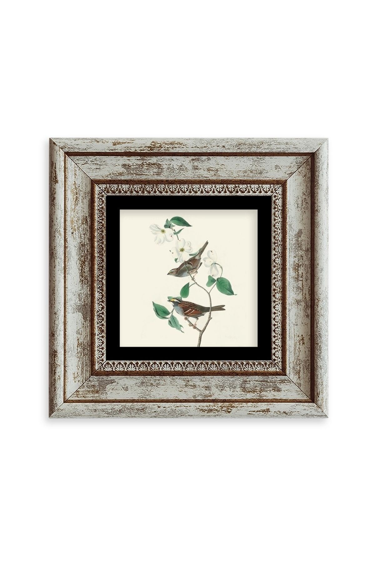 Kuşlar ve Ağaç Çerçeveli Taş Tablo 20 cm