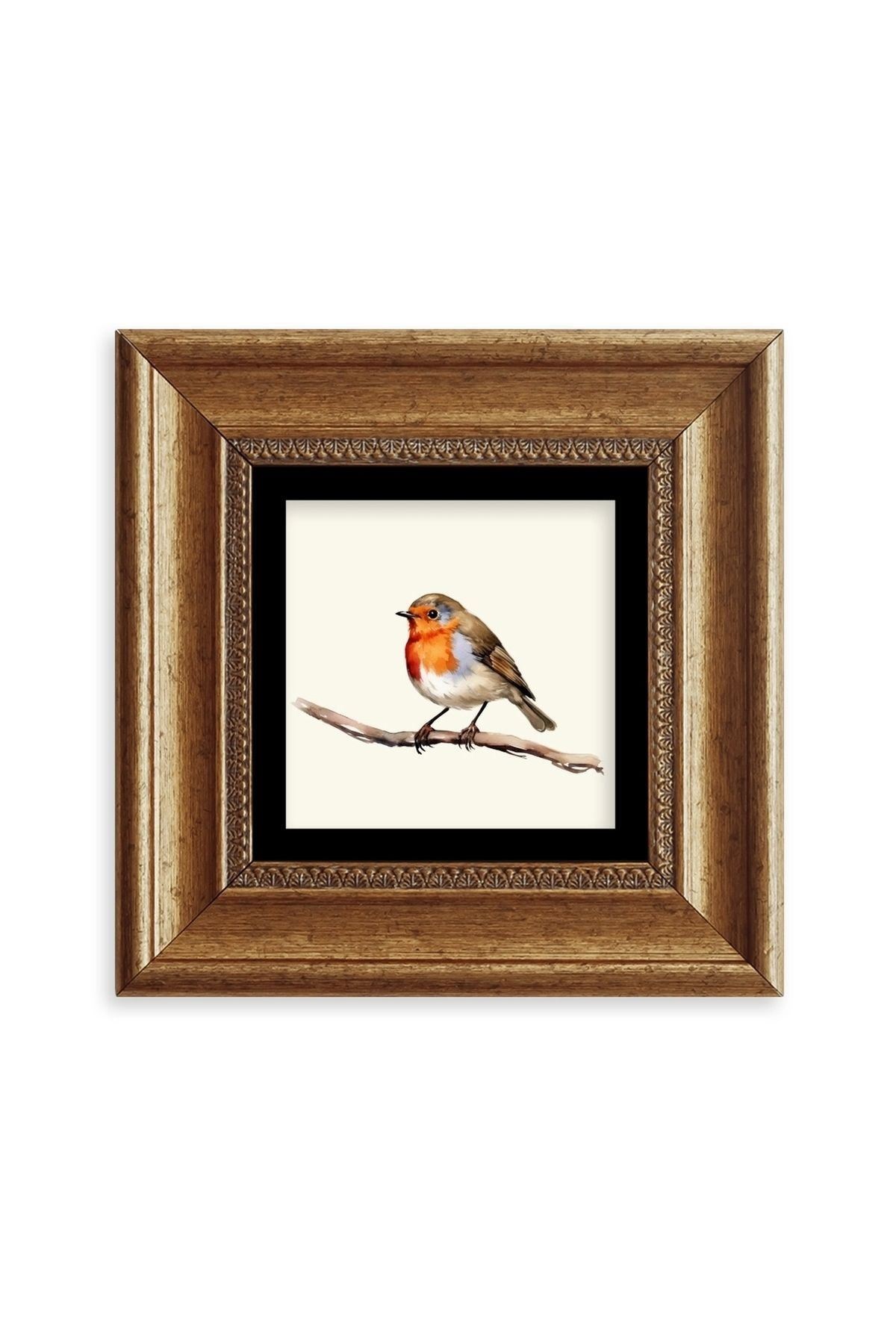 Tombul Kuş Çerçeveli Taş Tablo 20 cm