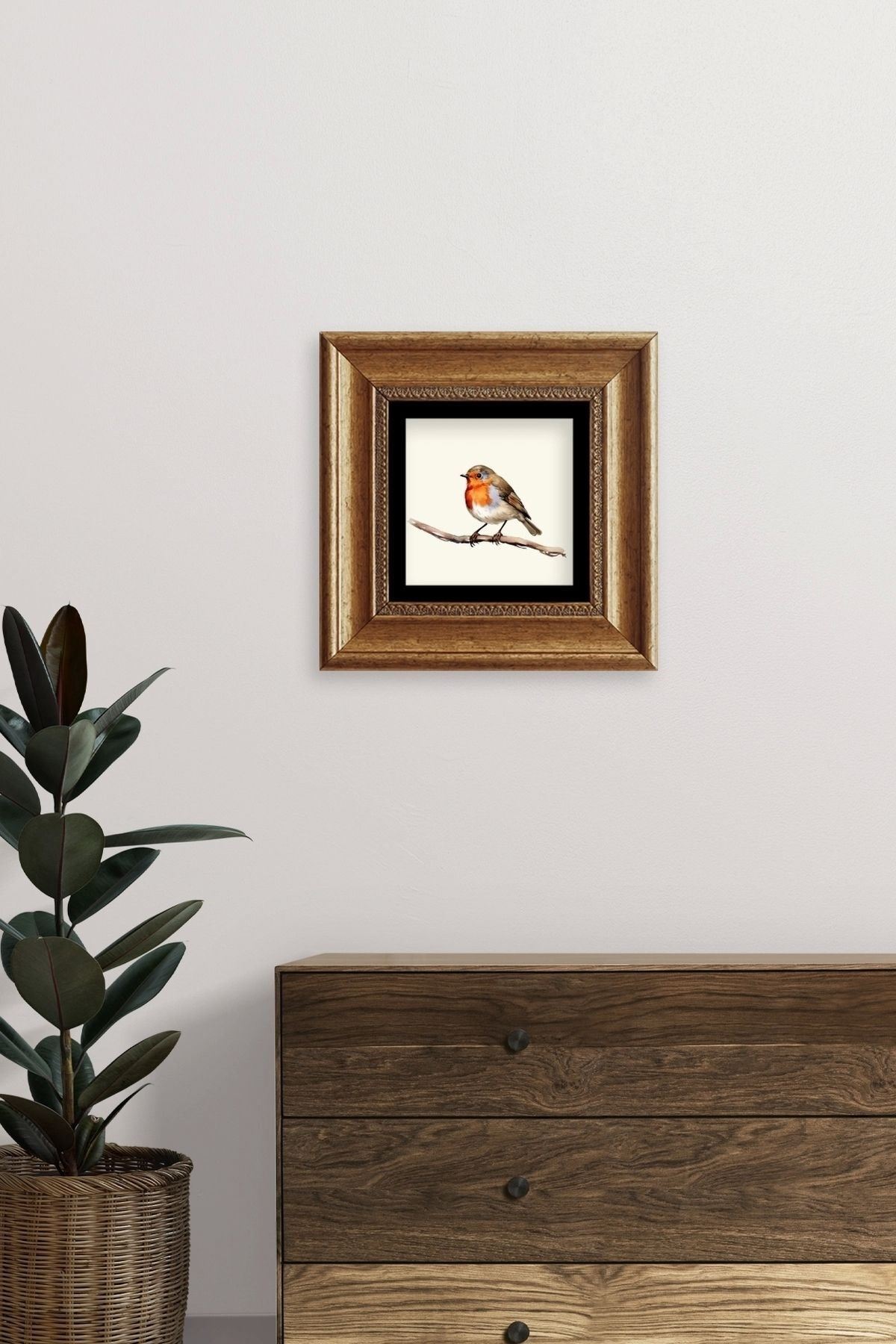 Tombul Kuş Çerçeveli Taş Tablo 20 cm