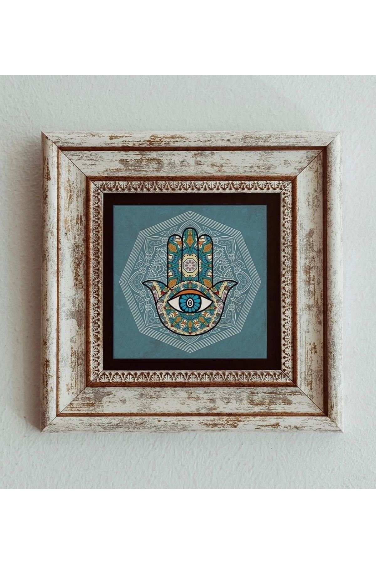 Fatma Ana Eli Çerçeveli Taş Tablo , Çerçeveli Taş Duvar Dekoru 20 cm