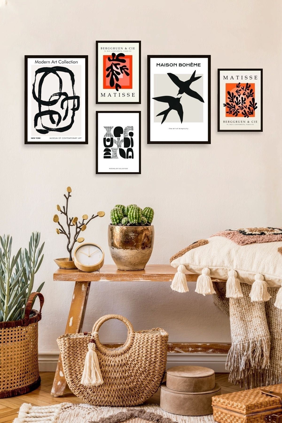 Ünlü Tablo Seti 5'li Tablo 30 x 40