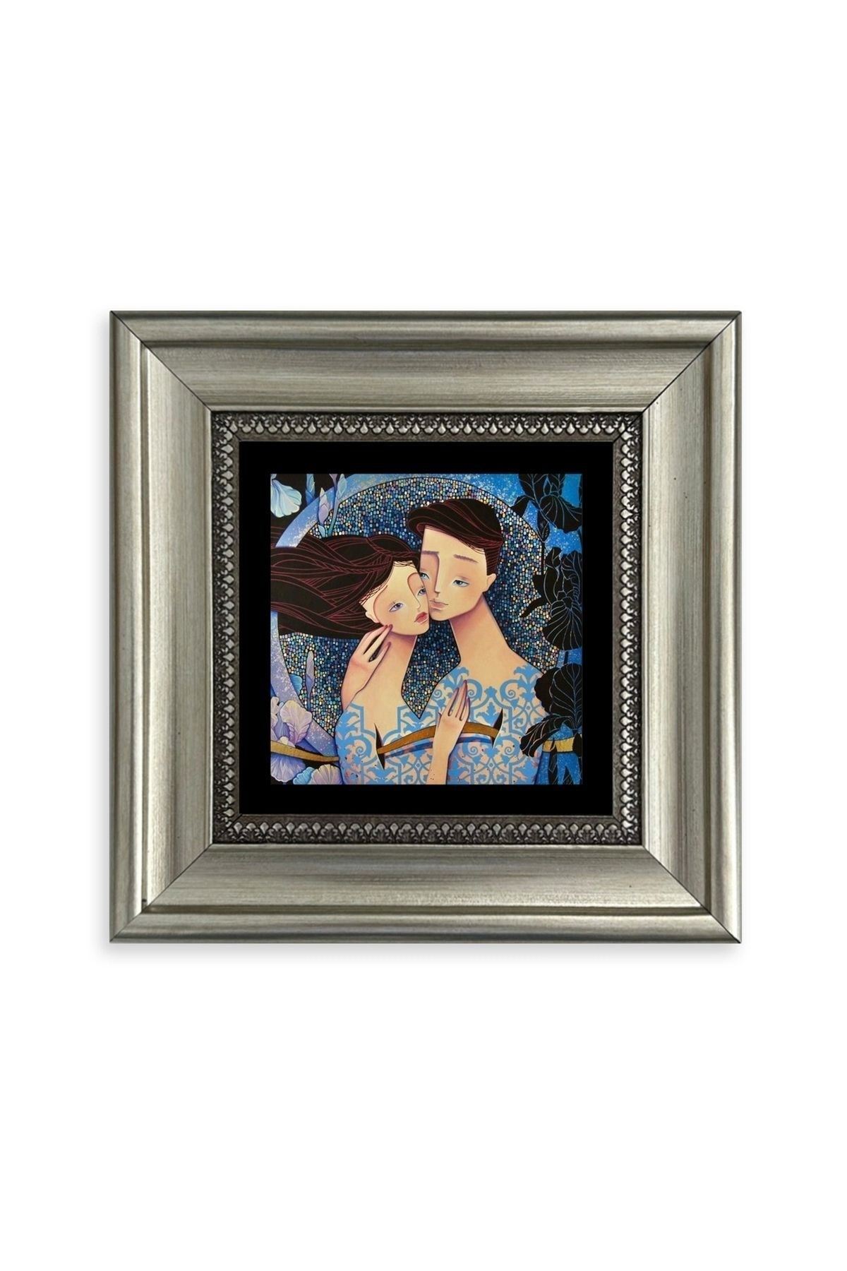 Sevgililer Çerçeveli Taş Tablo 20 cm