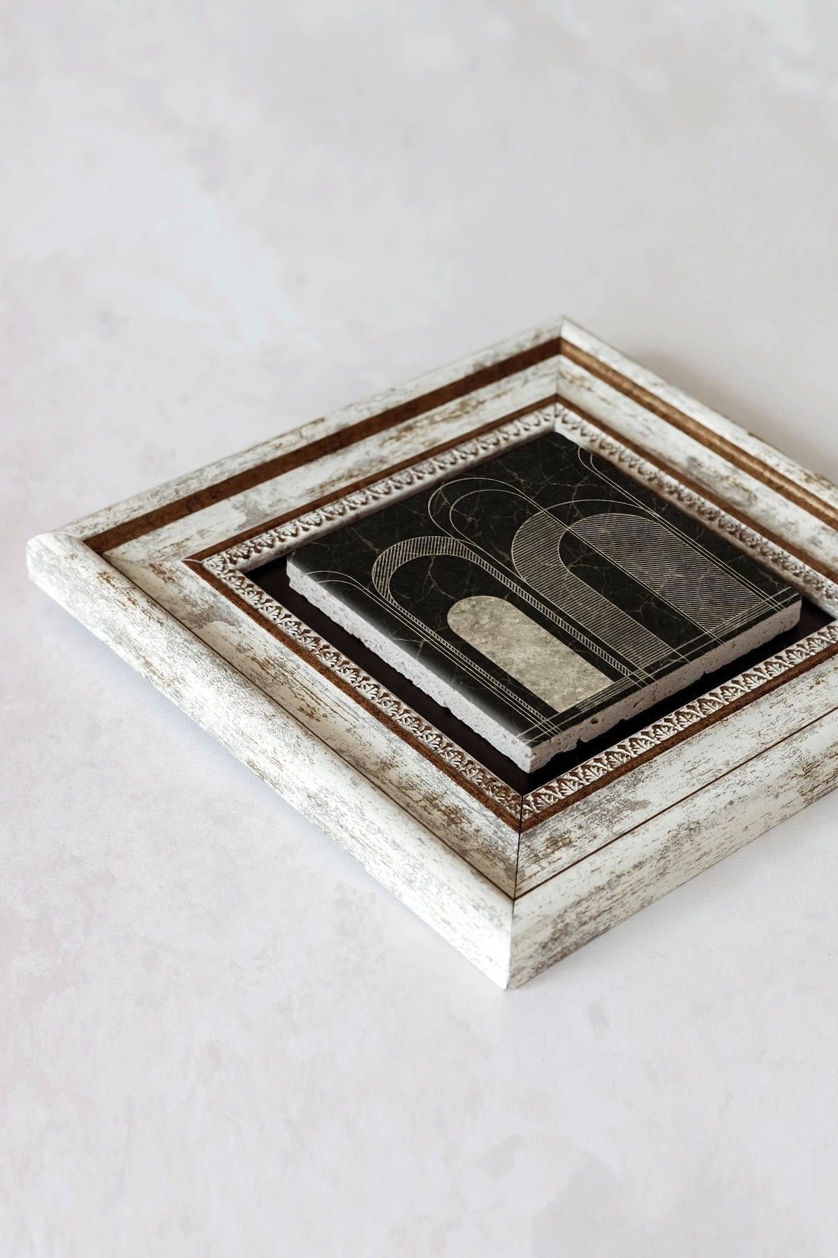 Çerçeveli Taş Tablo , Çerçeveli Taş Duvar Dekoru-enkcrcvtbl-00184 20 cm