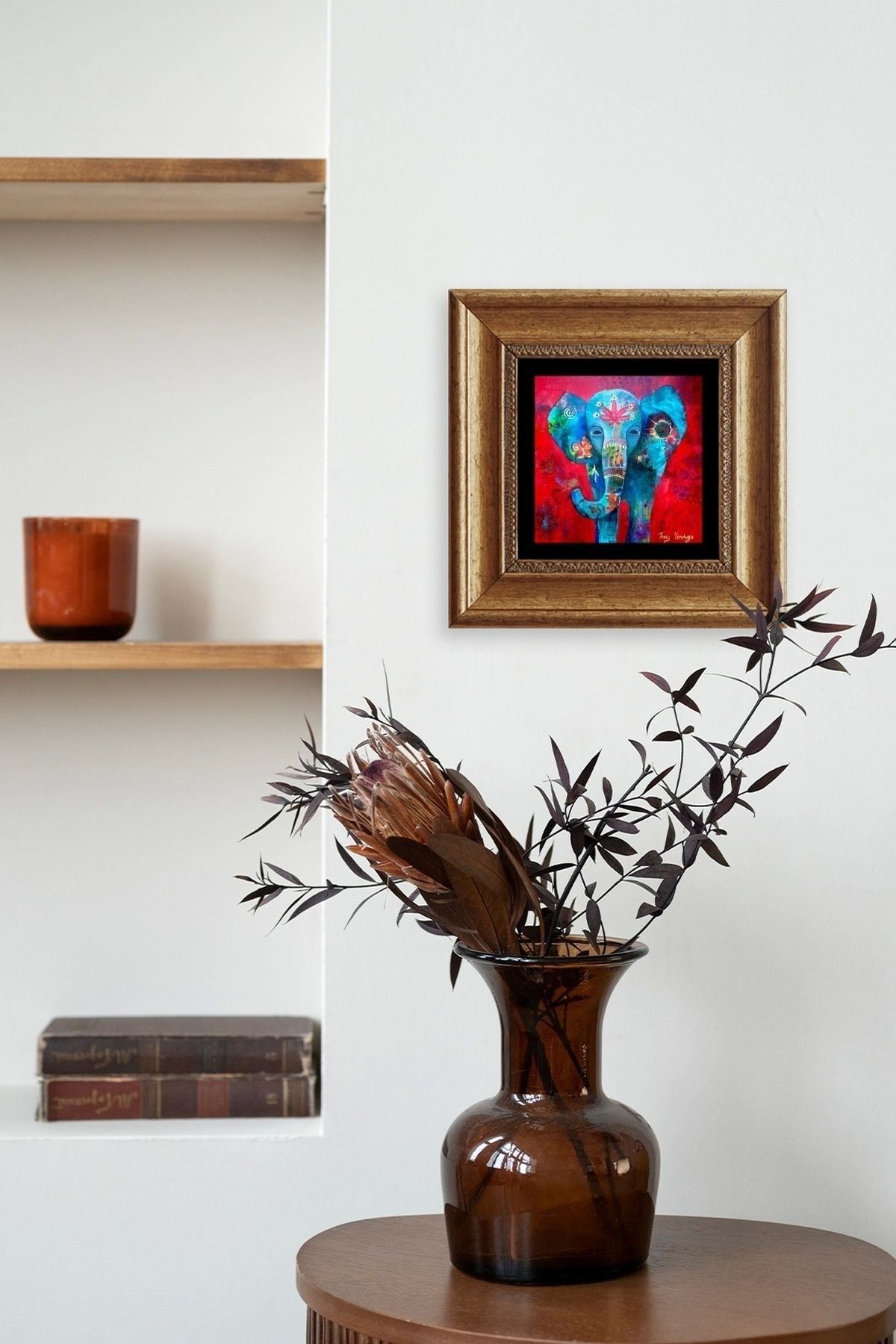 Fil Çerçeveli Taş Tablo 20 cm