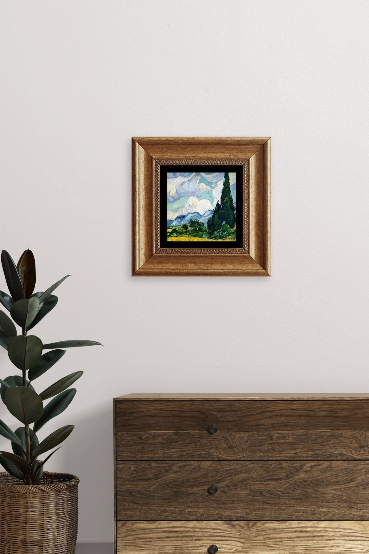 Van Gogh Çerçeveli Taş Tablo 20 cm