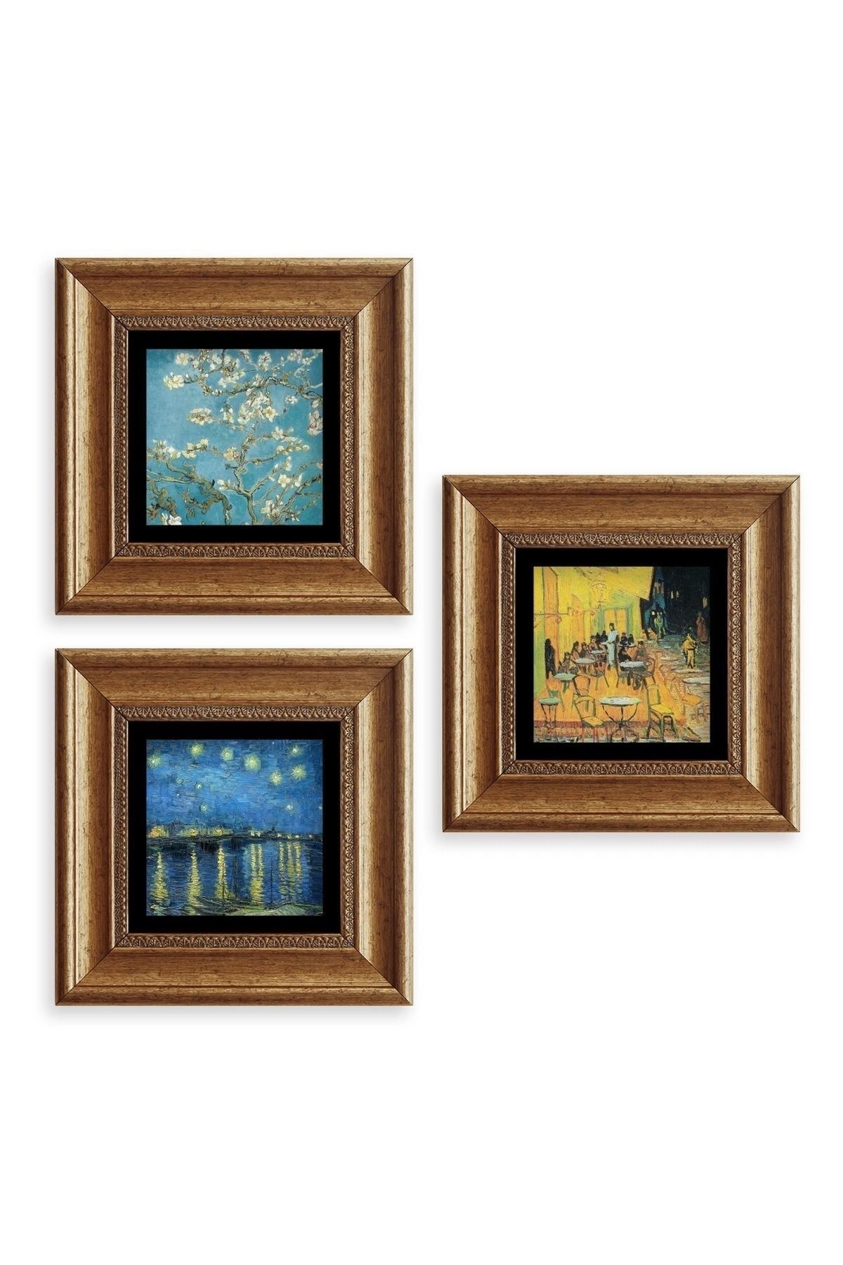 Van Gogh 3 lü Set Çerçeveli Taş Tablo 20 cm