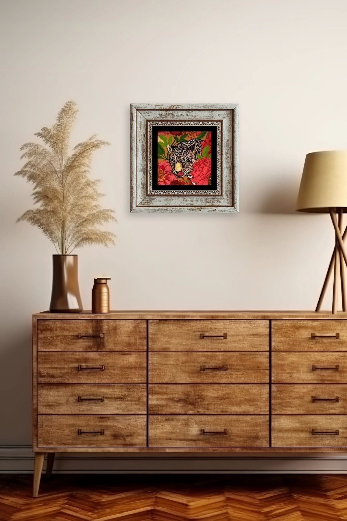 Kaplan Çerçeveli Taş Tablo 20 cm