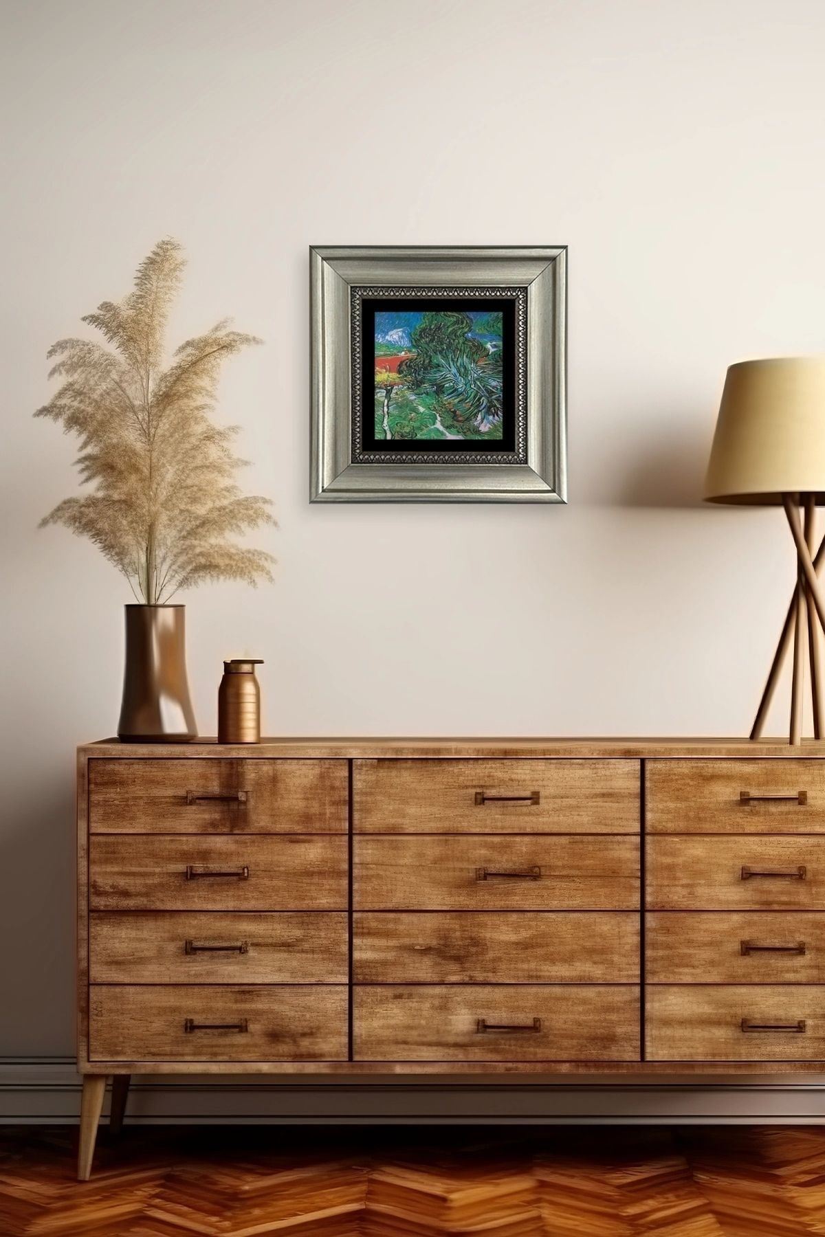 Van Gogh Çerçeveli Taş Tablo 20 cm