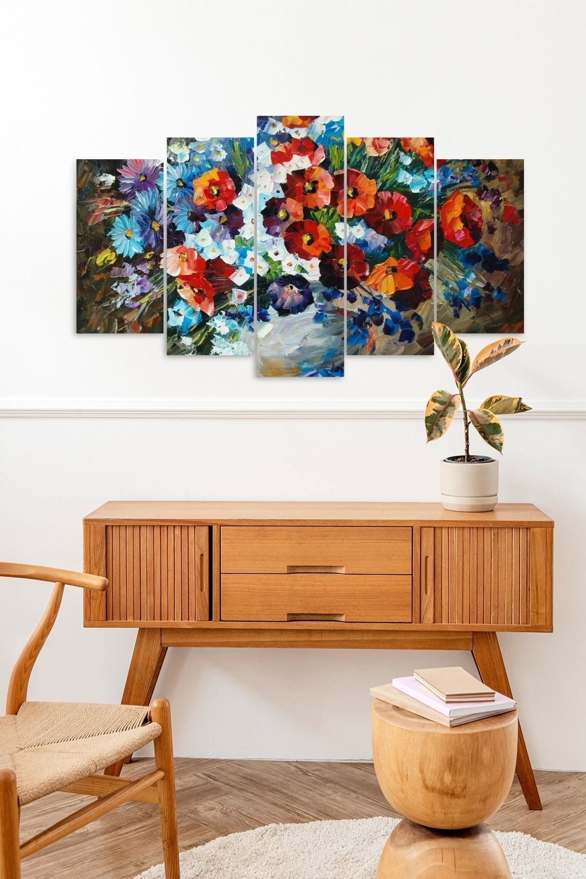 Çiçekler 5 Parçalı Mdf Tablo 60 x 100