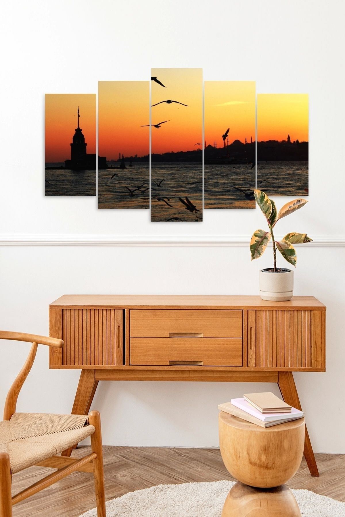 Kız Kulesi 5 Parçalı Mdf Tablo 60 x 100