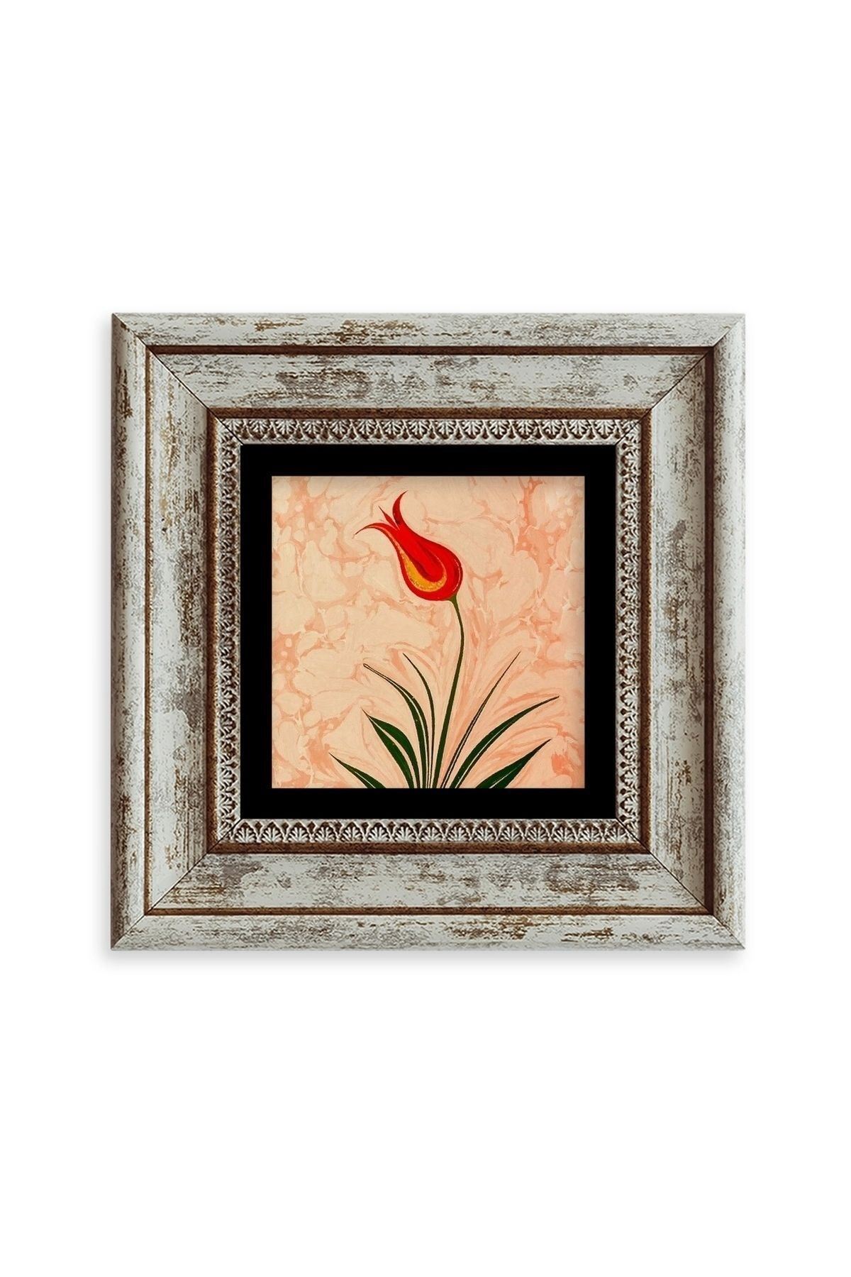 Ebru Lale Çerçeveli Taş Tablo 20 cm