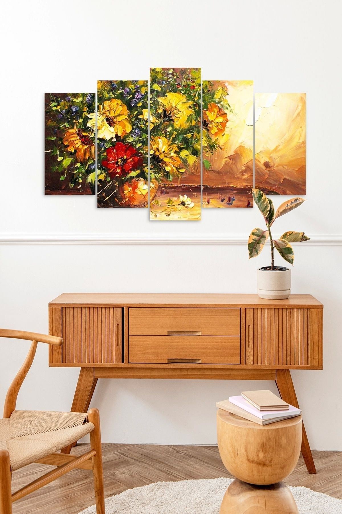 Çiçekler 5 Parçalı Mdf Tablo 60 x 100