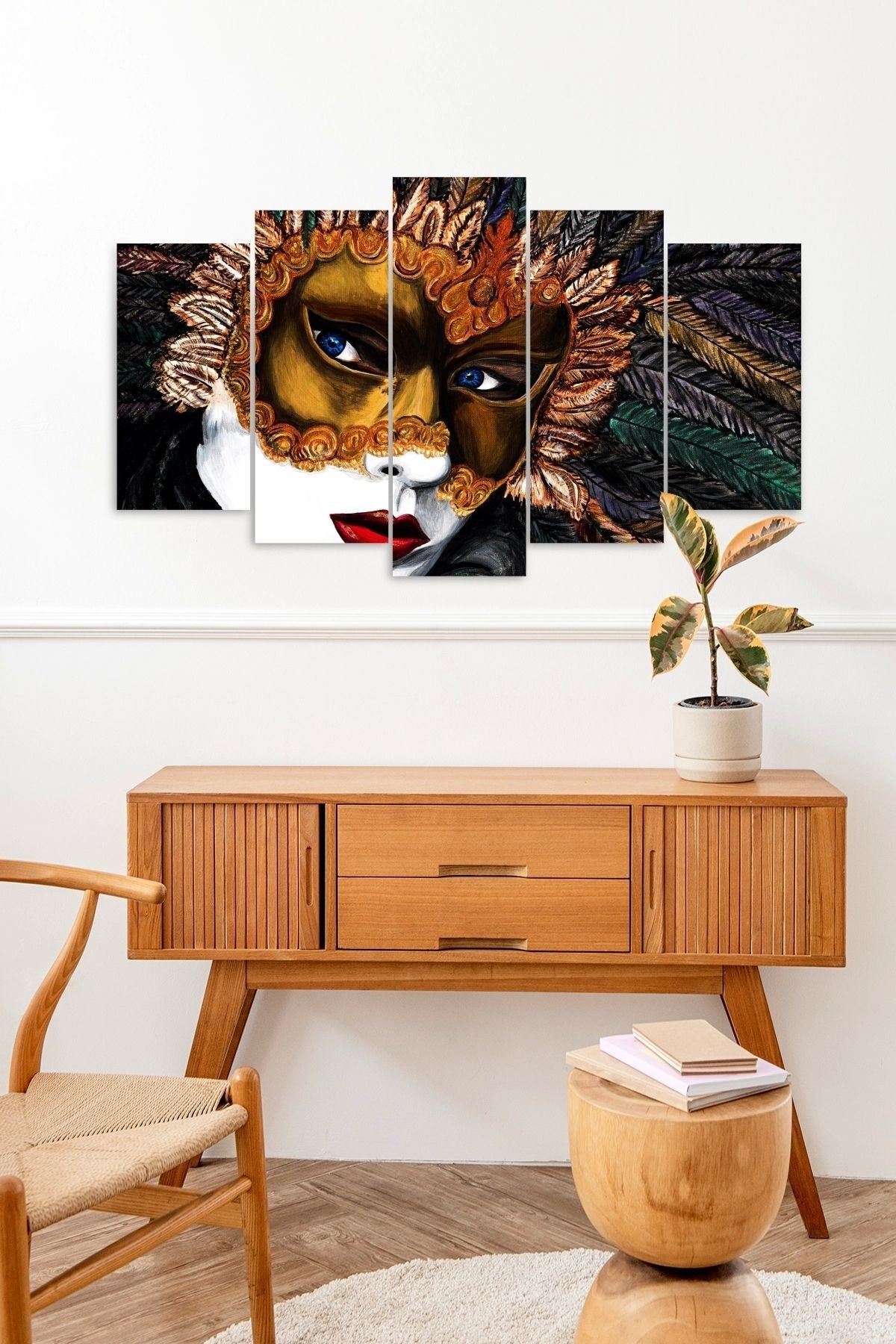 Kadın Maske 5 Parçalı Mdf Tablo 60 x 100