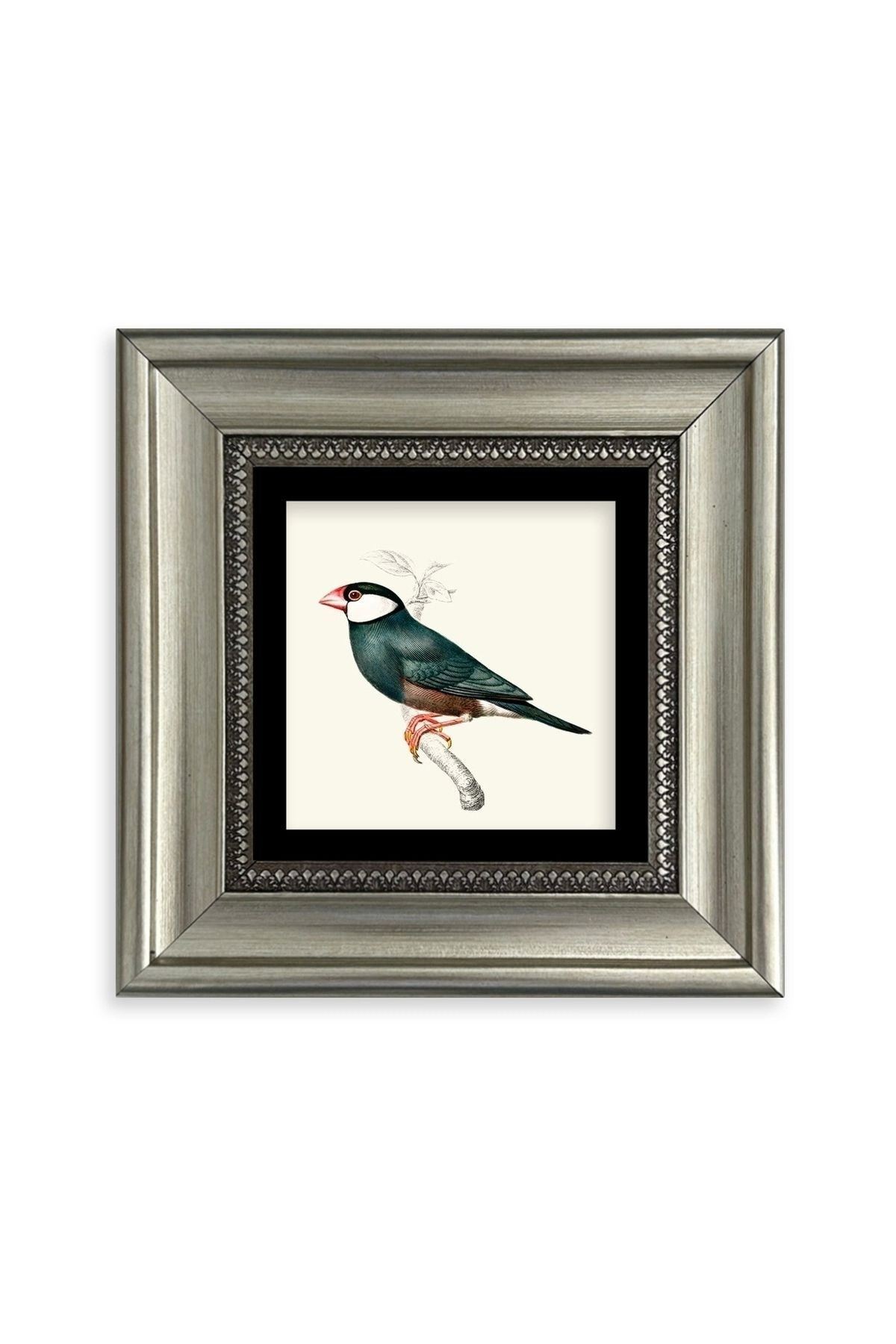 Yeşil Kuş Çerçeveli Taş Tablo 20 cm