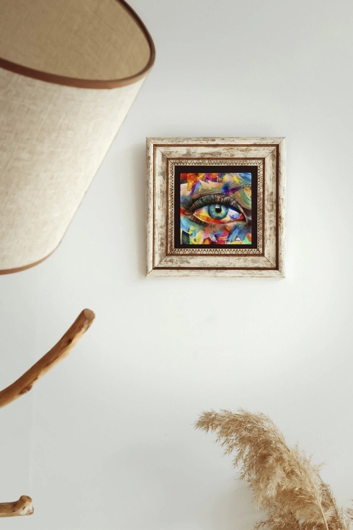 Göz Çerçeveli Taş Tablo , Çerçeveli Taş Duvar Dekoru-enkcrcvtbl-00187 20 cm