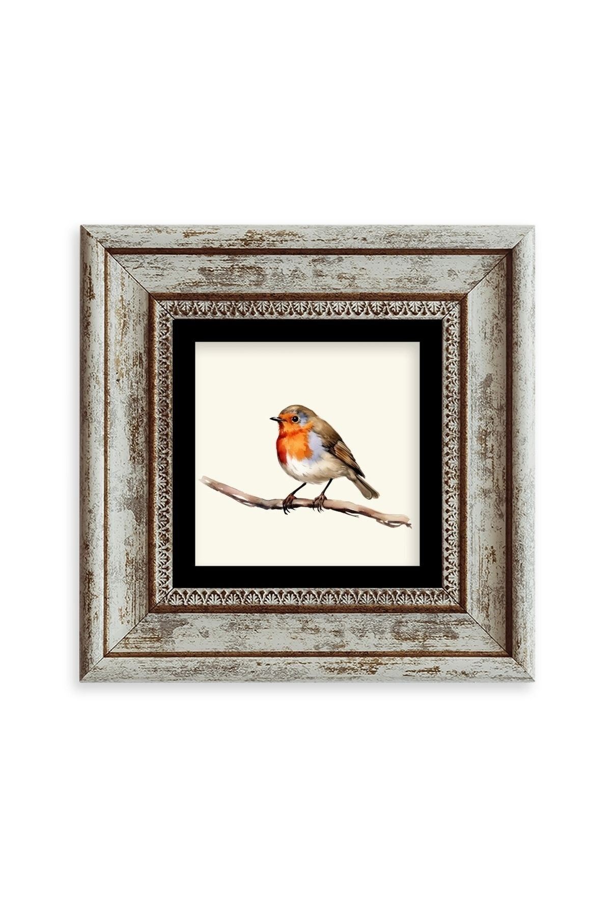 Tombul Kuş Çerçeveli Taş Tablo 20 cm