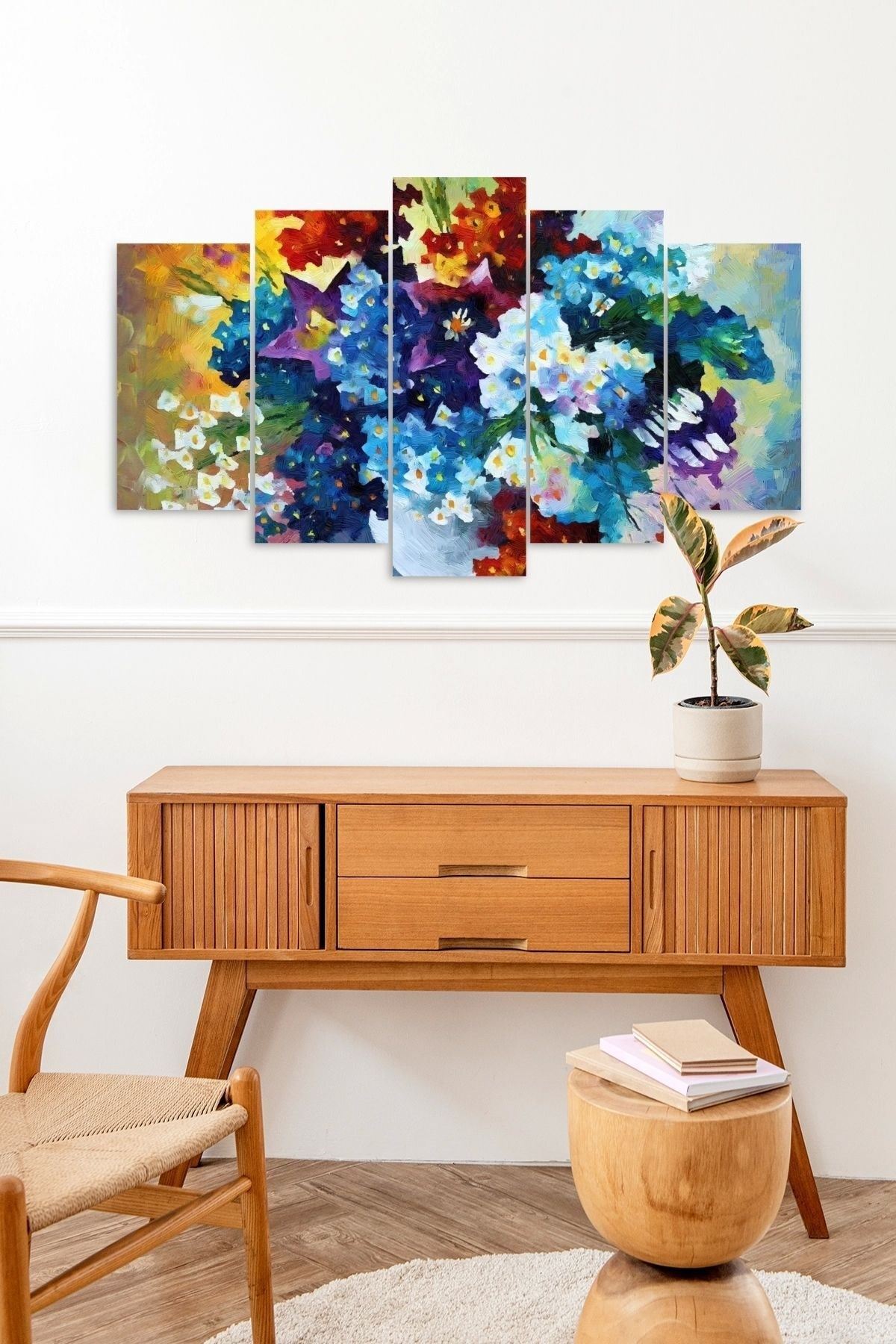 Çiçekler 5 Parçalı Mdf Tablo 60 x 100