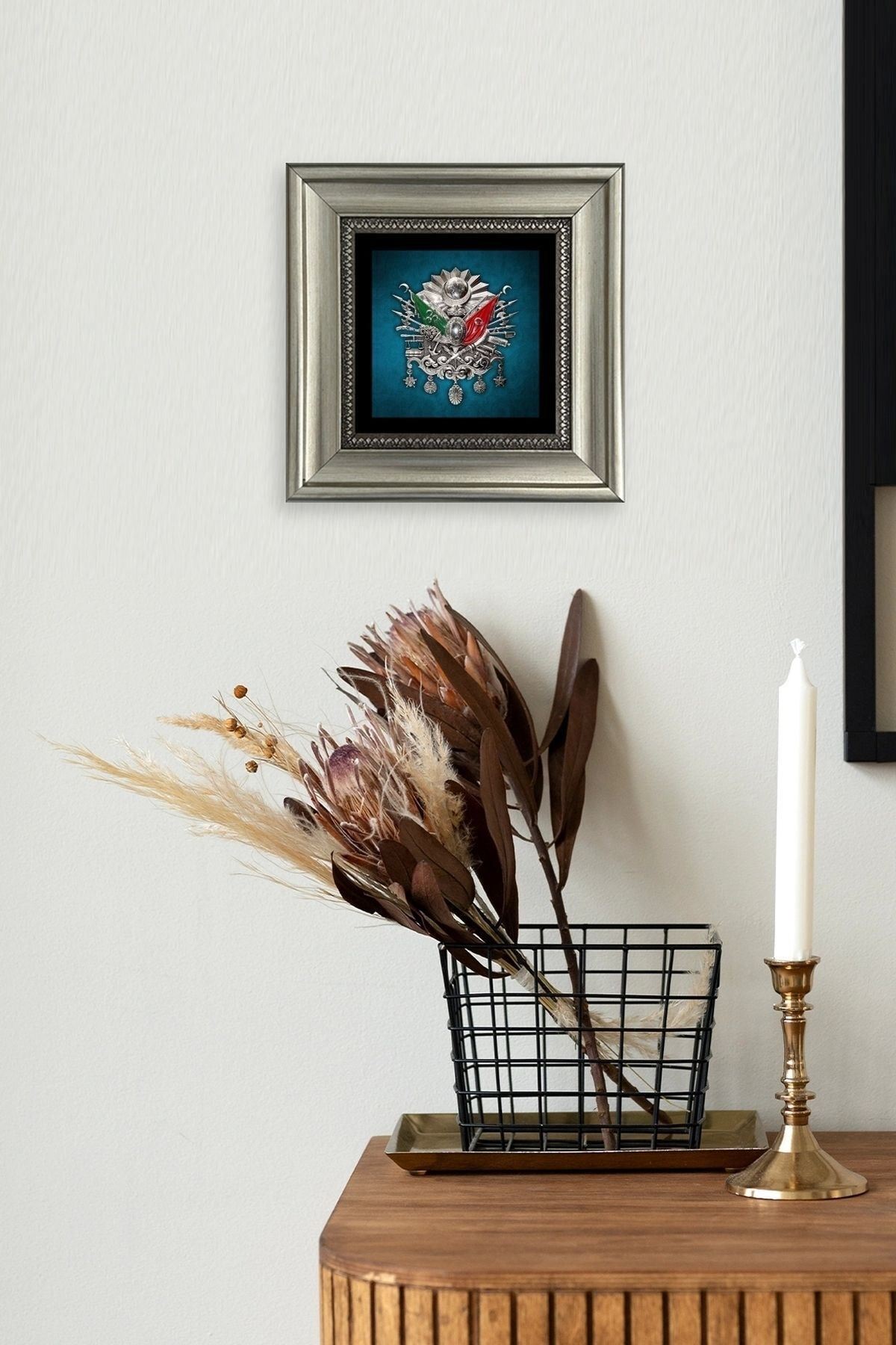 Osmanlı Tuğrası Çerçeveli Taş Tablo 20 cm