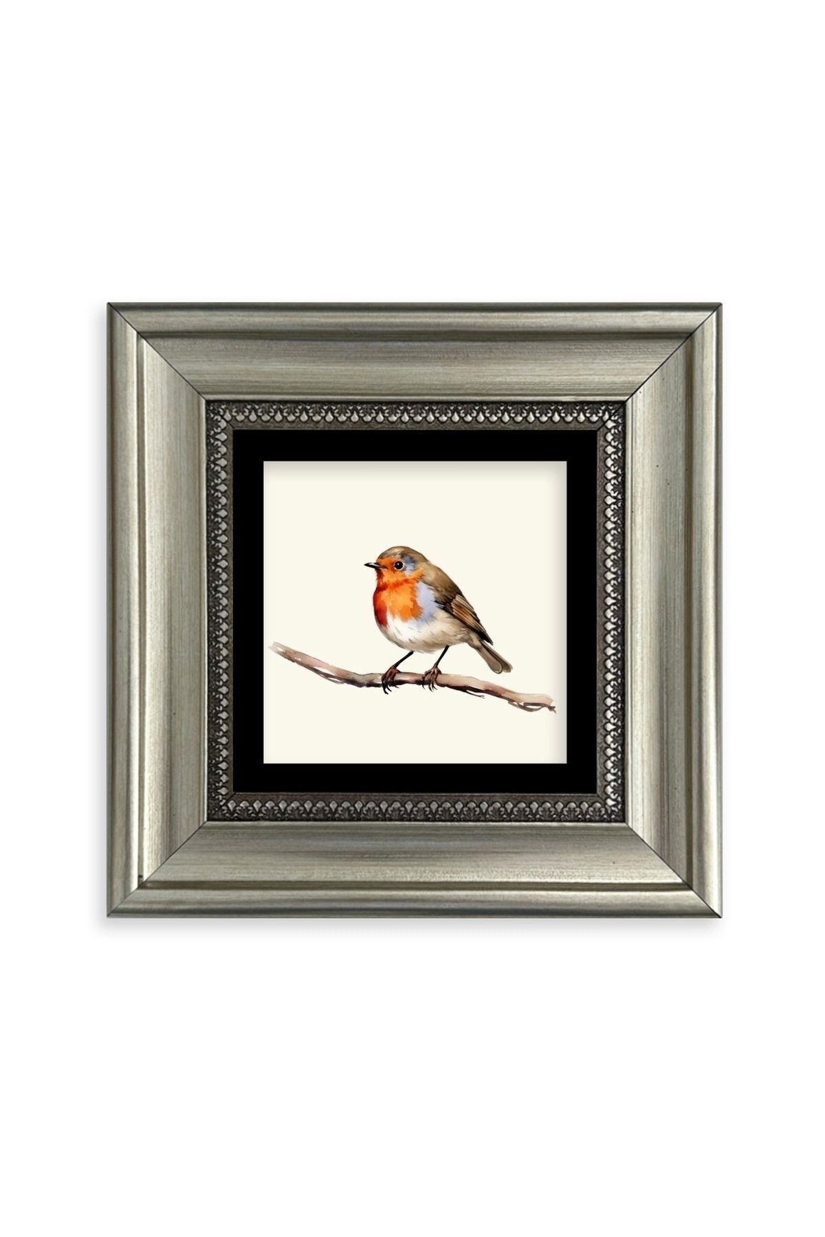 Tombul Kuş Çerçeveli Taş Tablo 20 cm