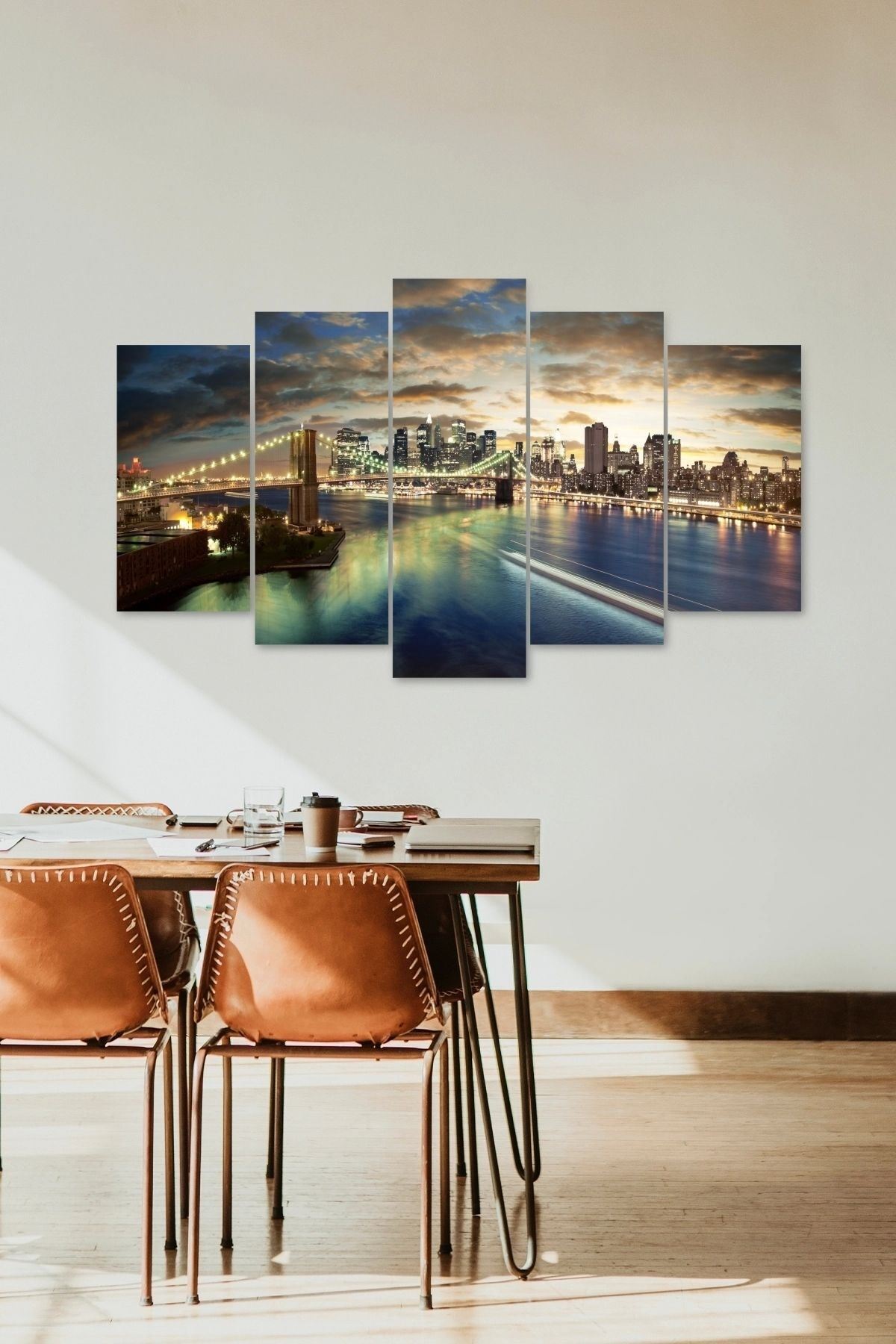 Şehir Manzarası 5 Parçalı Mdf Tablo 60 x 100